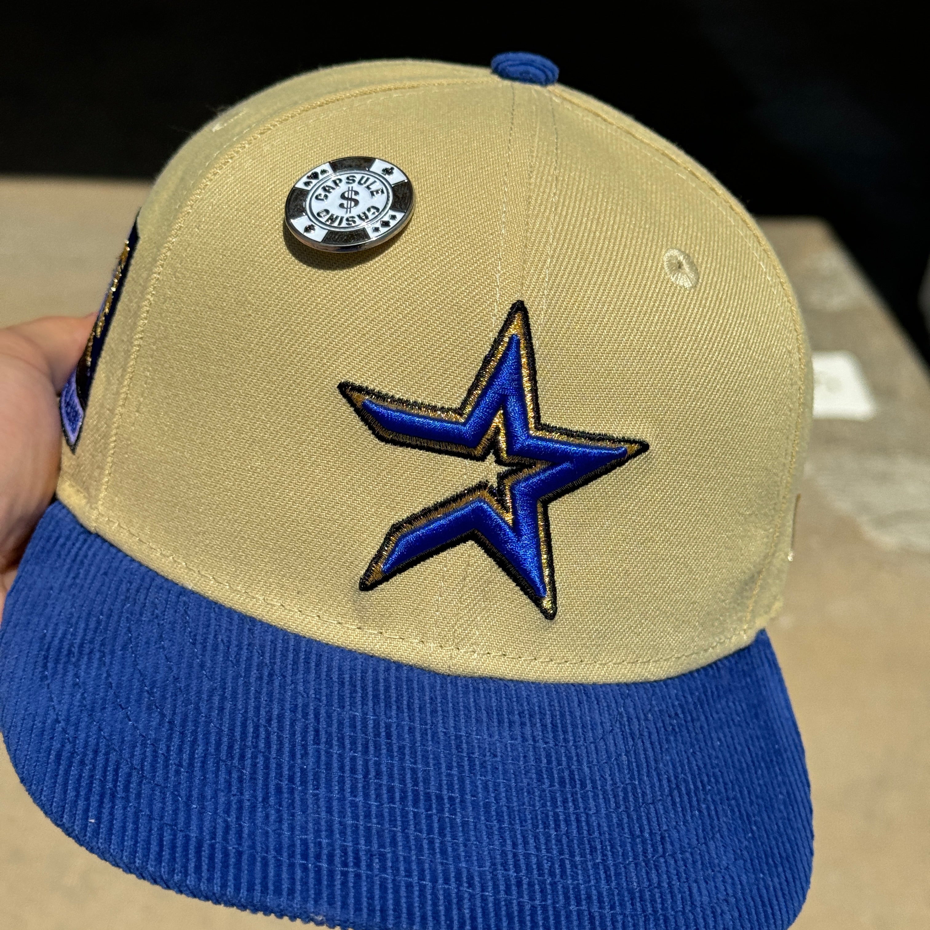 USED 1/8 Gold Houston Astros 2000 Inaugural Season Capsule Corduroy 59FIFTY New Era Fitted Hat