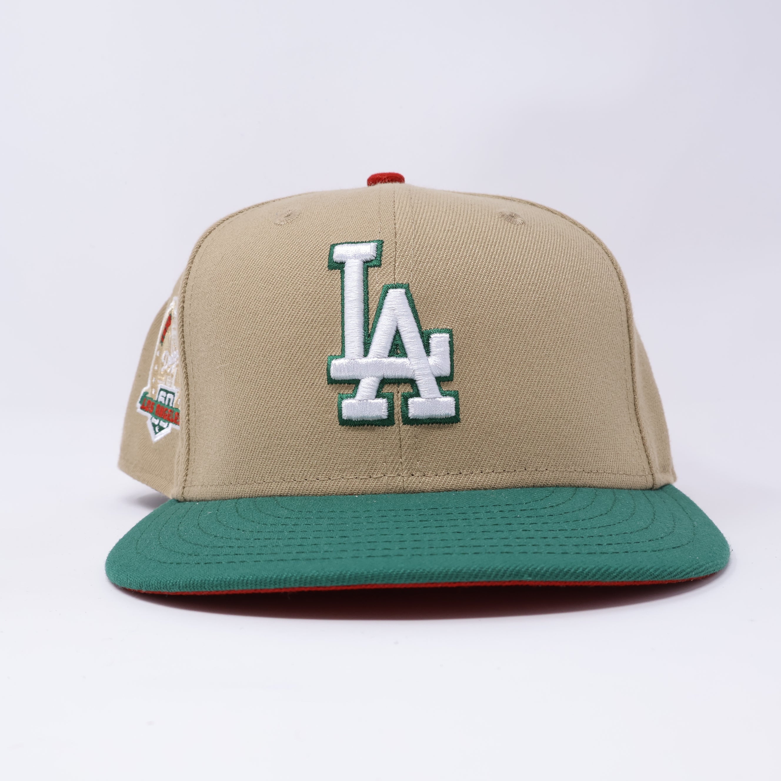 USED 1/2 Khaki Los Angeles Dodgers 60th Anniversary 59fifty New Era Fitted Hat Cap