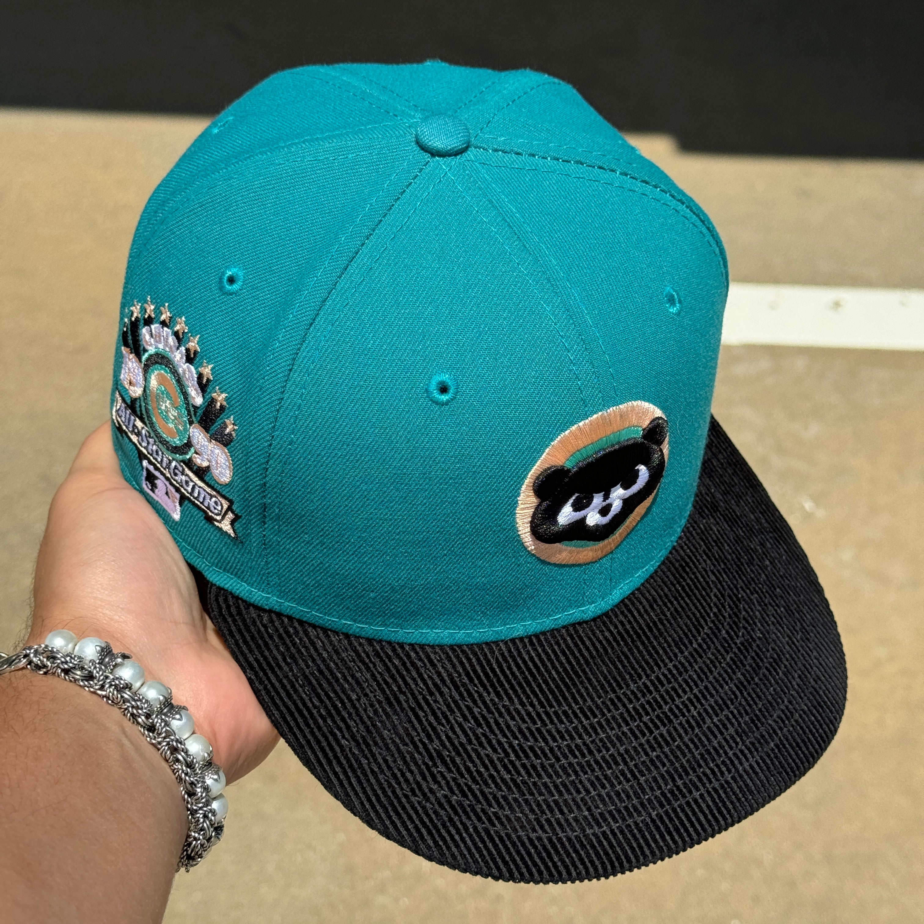 USED 1/8 Teal Chicago Cubs 1990 All Star Game Corduroy 59FIFTY New Era Fitted Hat