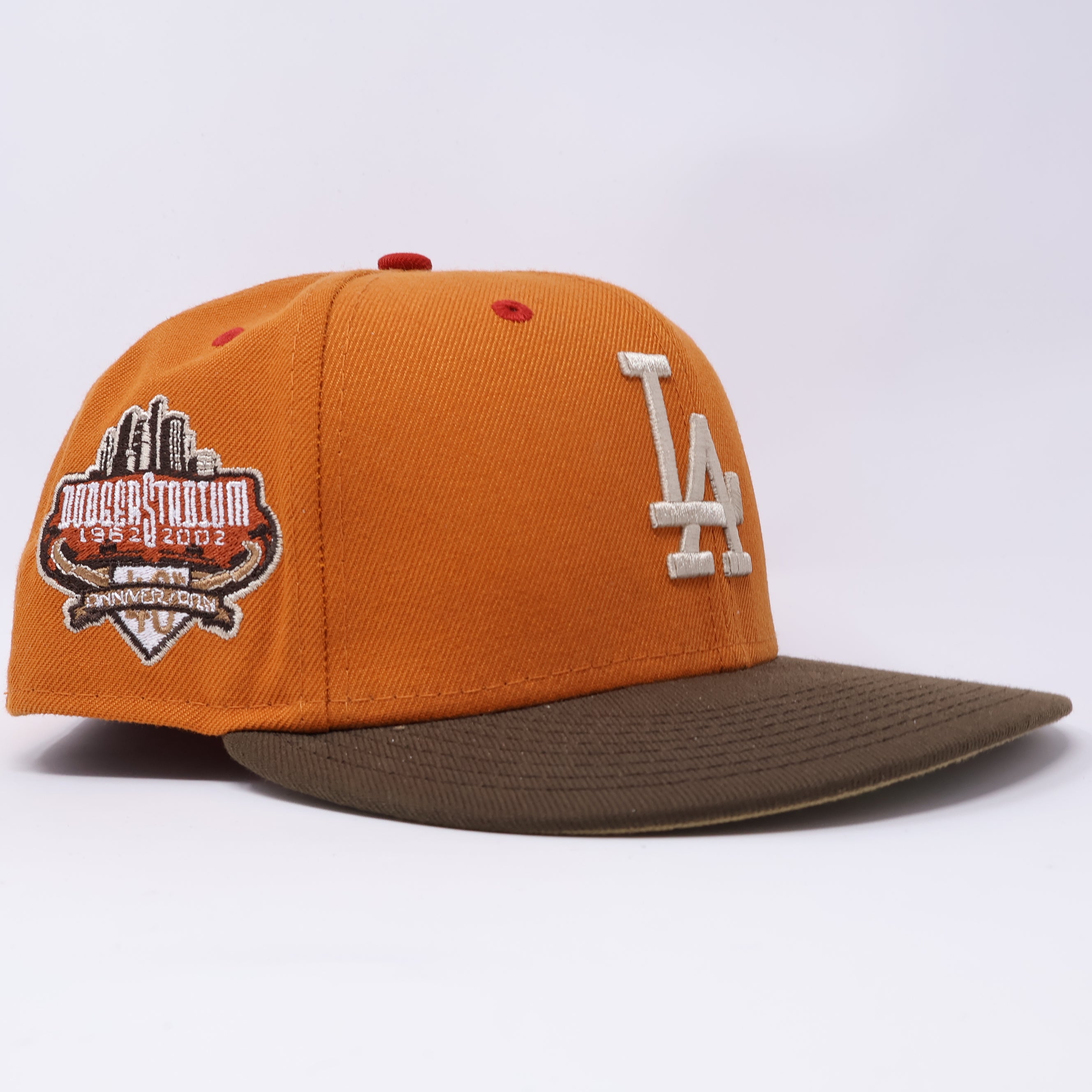 USED 1/2 Orange Los Angeles Dodgers 40th Anniversary 59fifty New Era Fitted Hat Cap