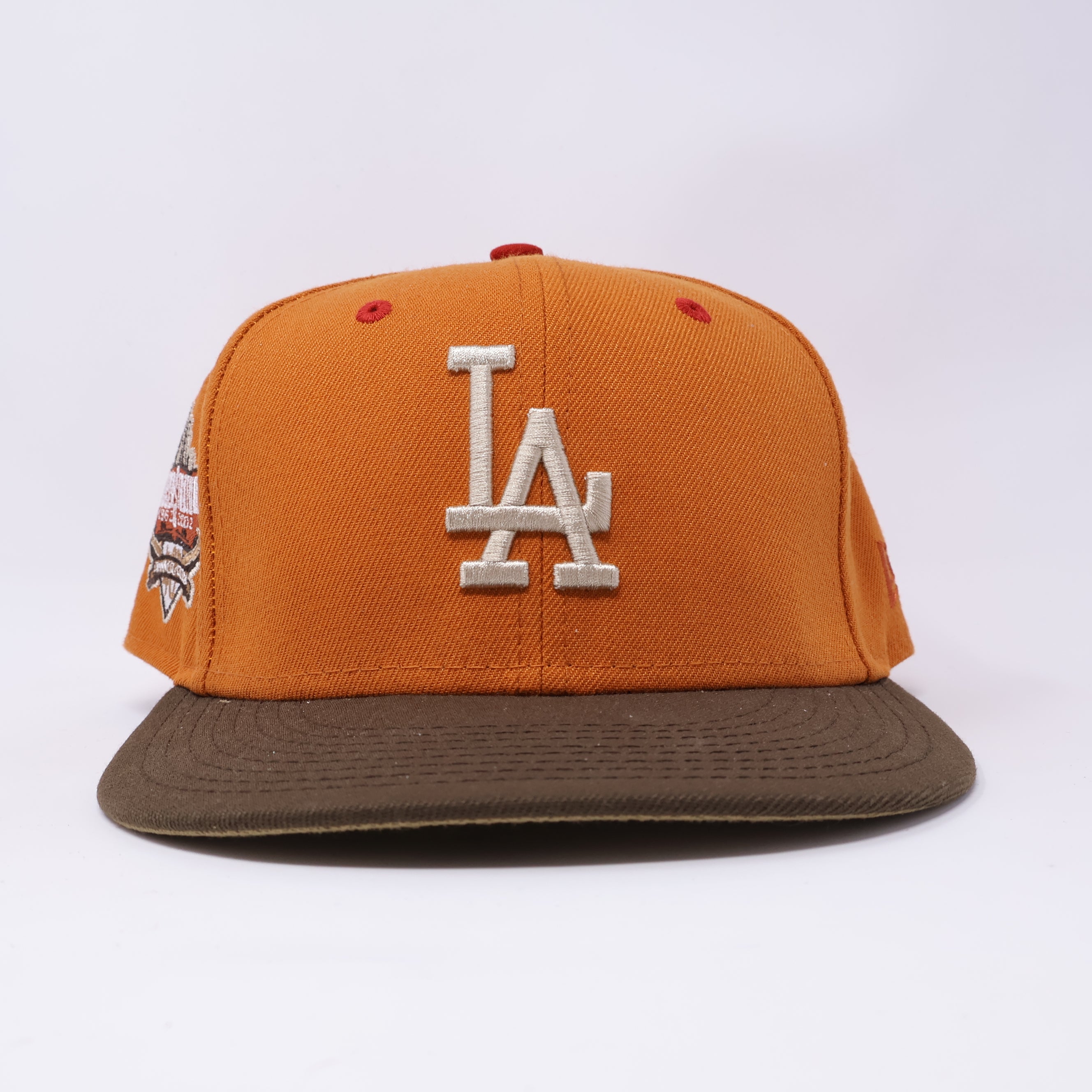 USED 1/2 Orange Los Angeles Dodgers 40th Anniversary 59fifty New Era Fitted Hat Cap