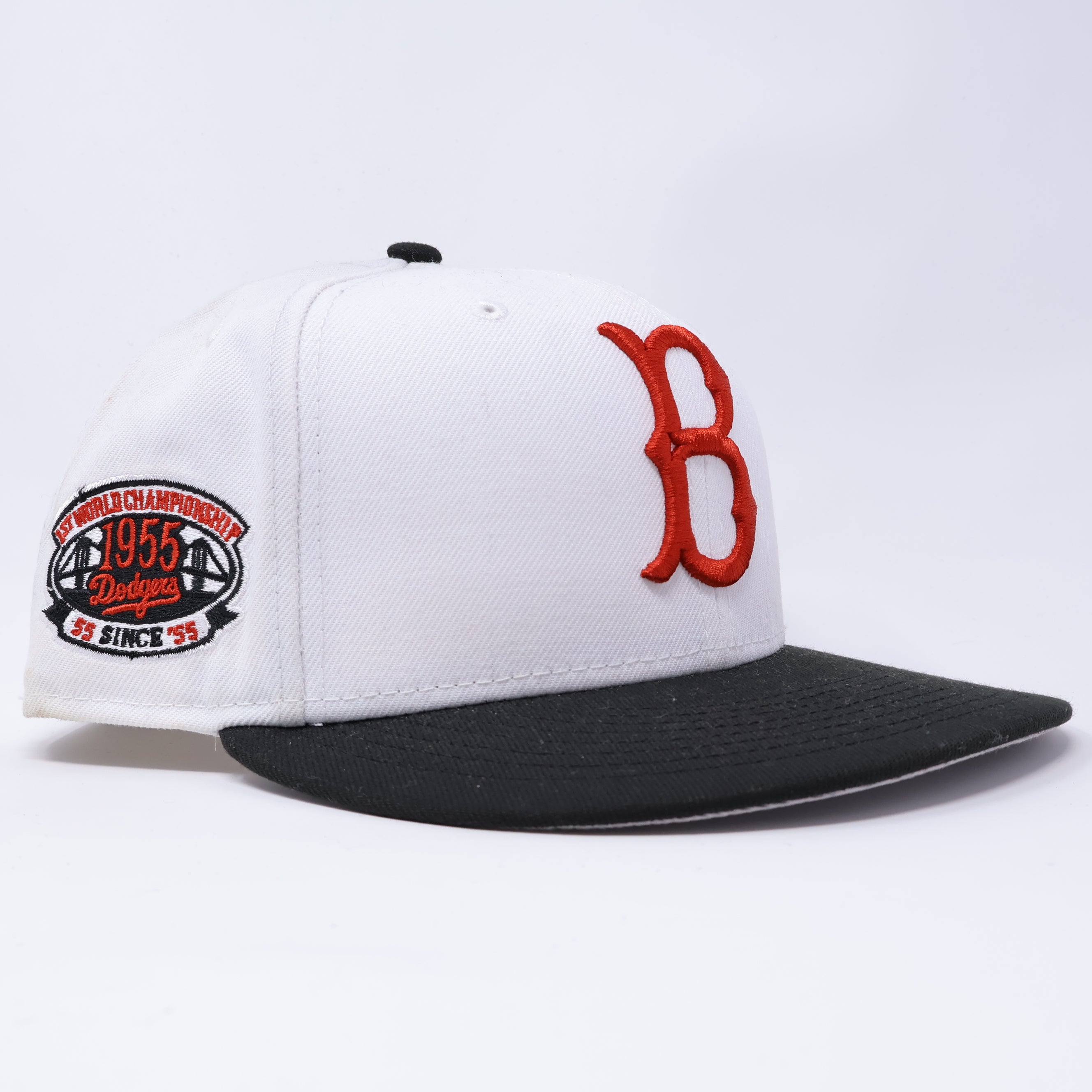 USED 1/2 White Brooklyn Dodgers 1st World Championship 59fifty New Era Fitted Hat Cap