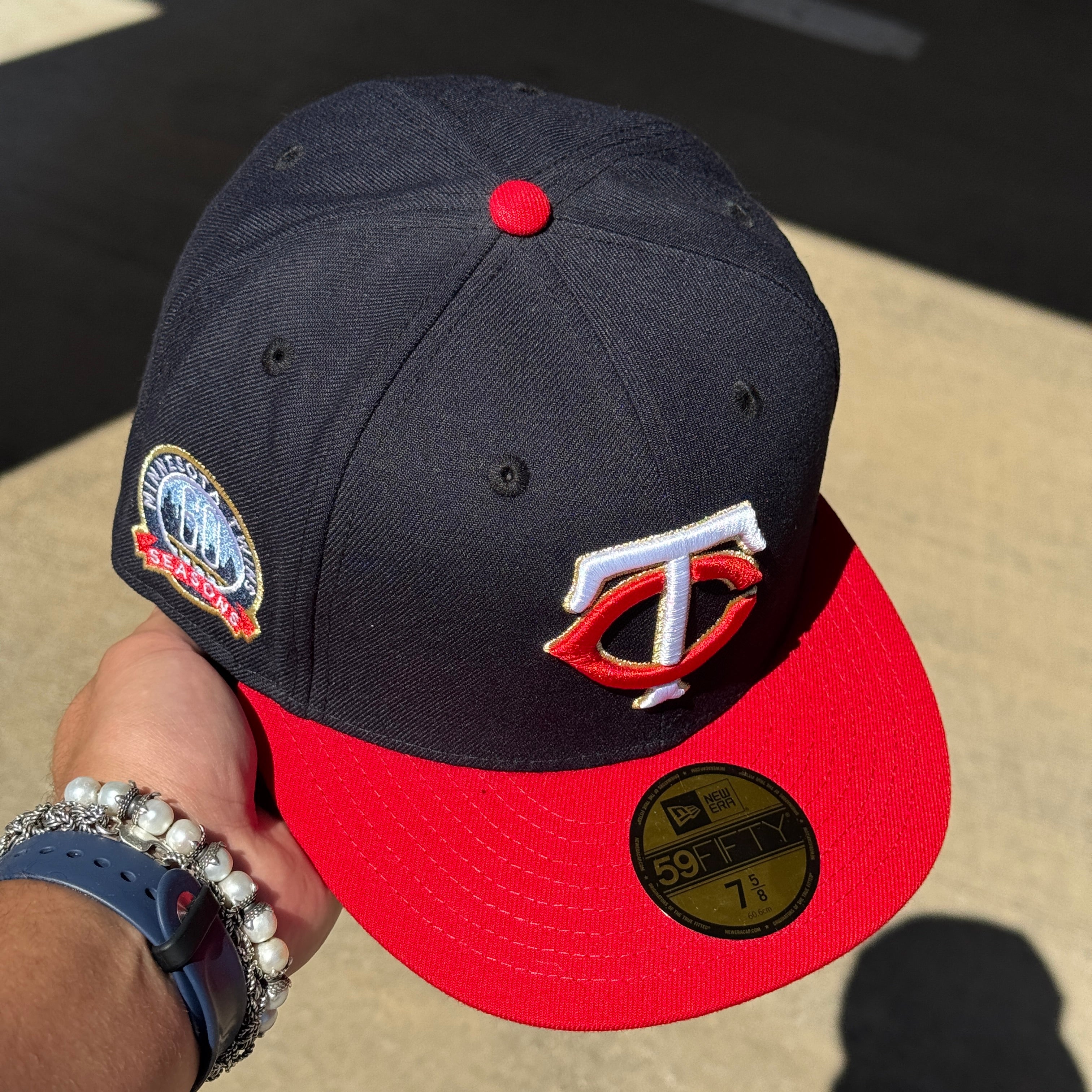 NWT 5/8 Navy Minnesota Twins 60 Seasons 59fifty New Era Fitted Hat Cap