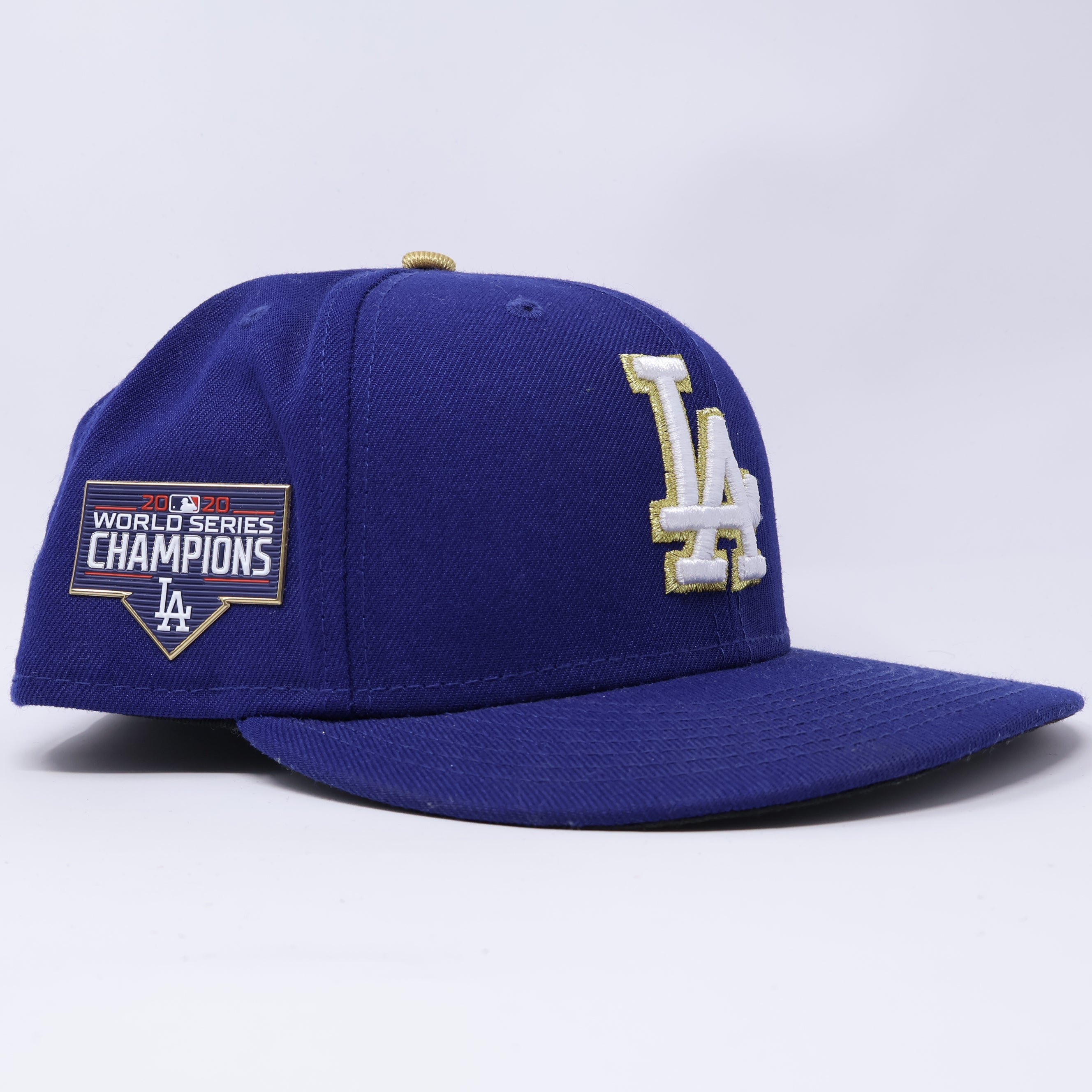 USED 1/2 Blue Los Angeles Dodgers 2020 World Series 59fifty New Era Fitted Hat Cap