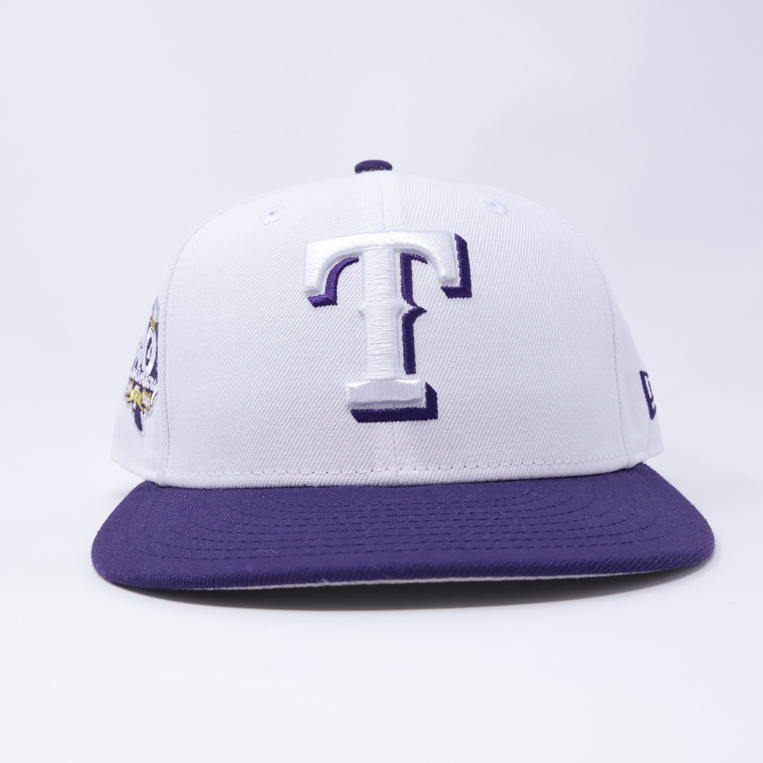 USED 1/2 White Dallas Texas Rangers 40th Anniversary 59fifty New Era Fitted Hat Cap