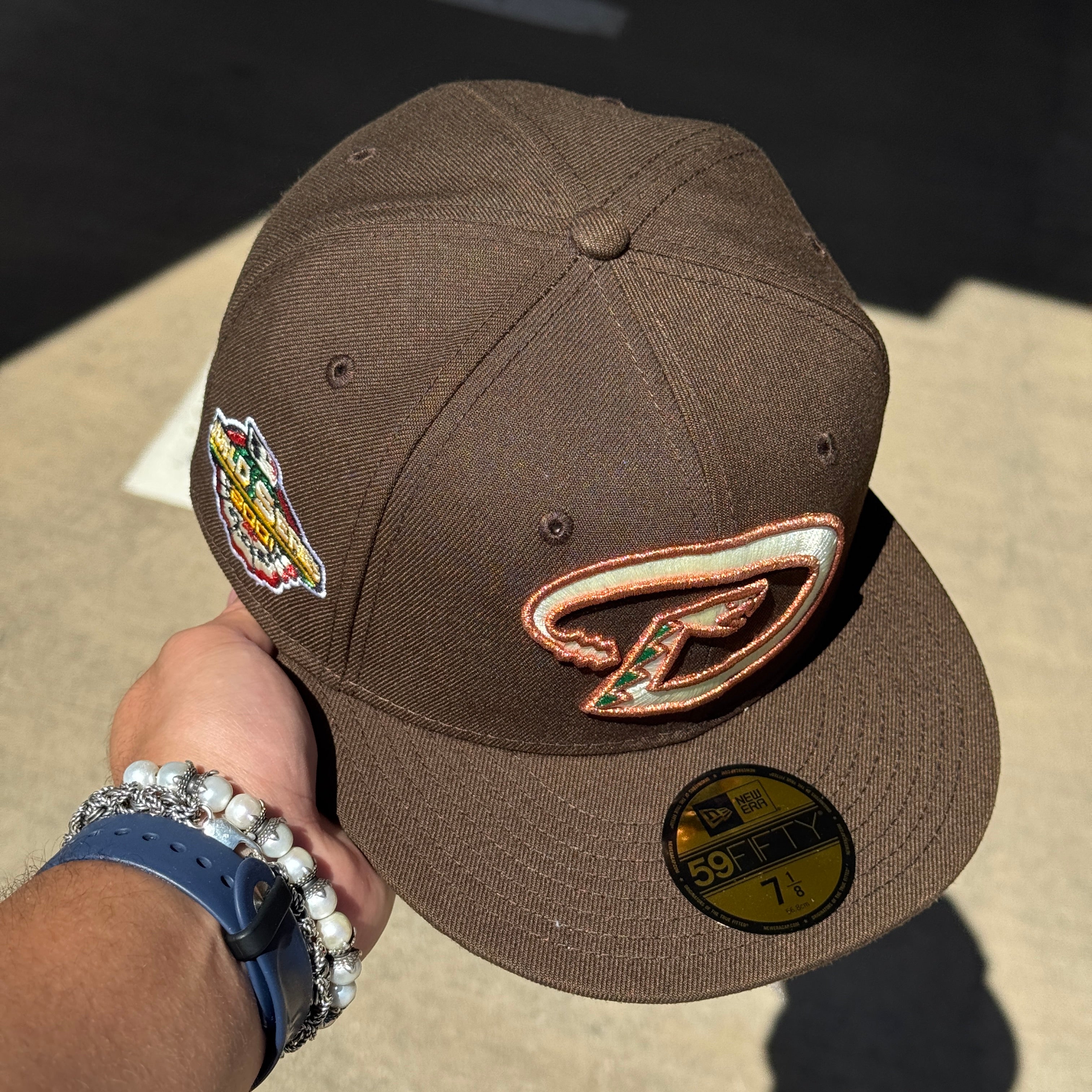 NWT 1/8 Brown Arizona Diamondbacks 2001 World Series 59fifty New Era Fitted Hat Cap