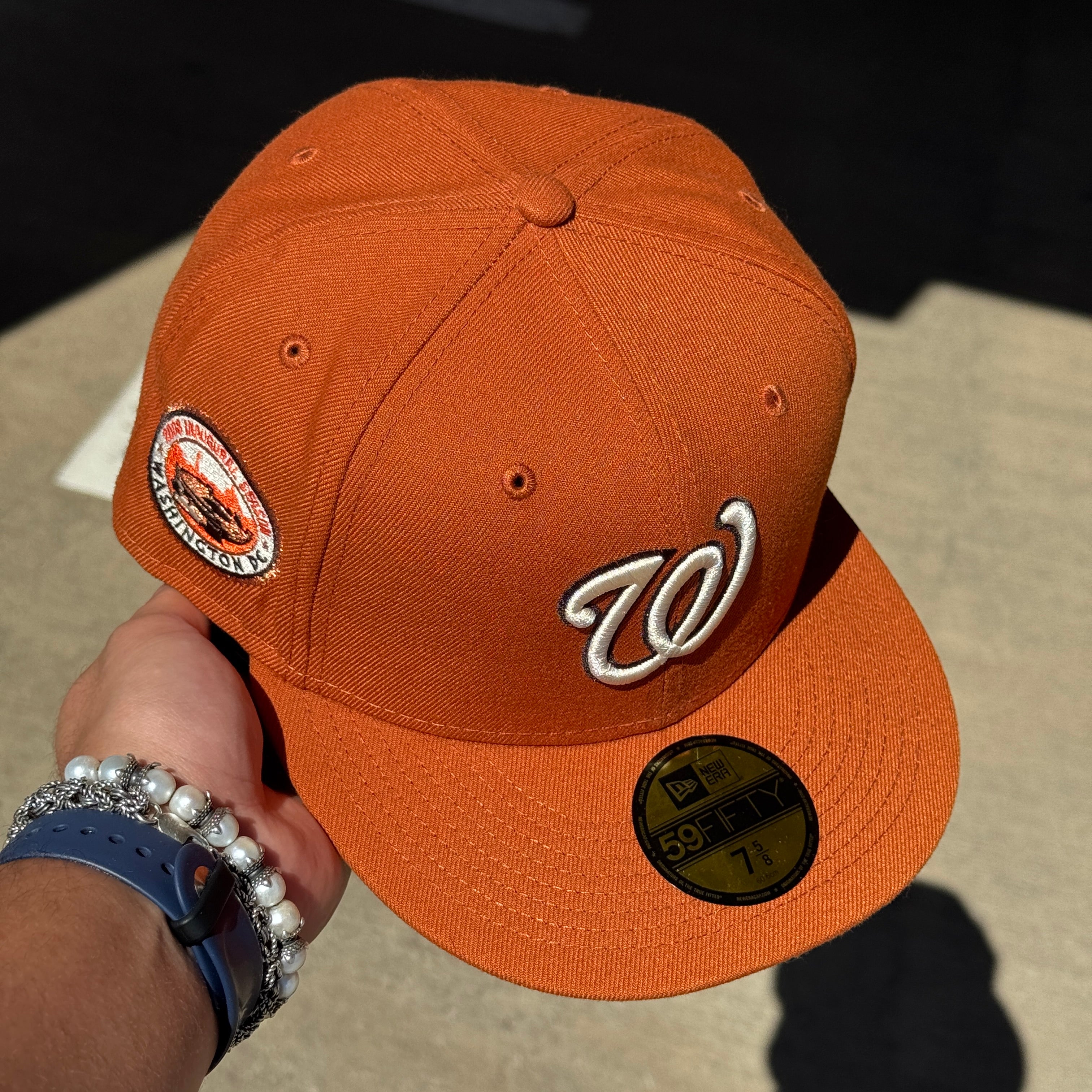 NWT 5/8 Orange Rust Washington Nationals 2008 Inaugural Season 59fifty New Era Fitted Hat Cap