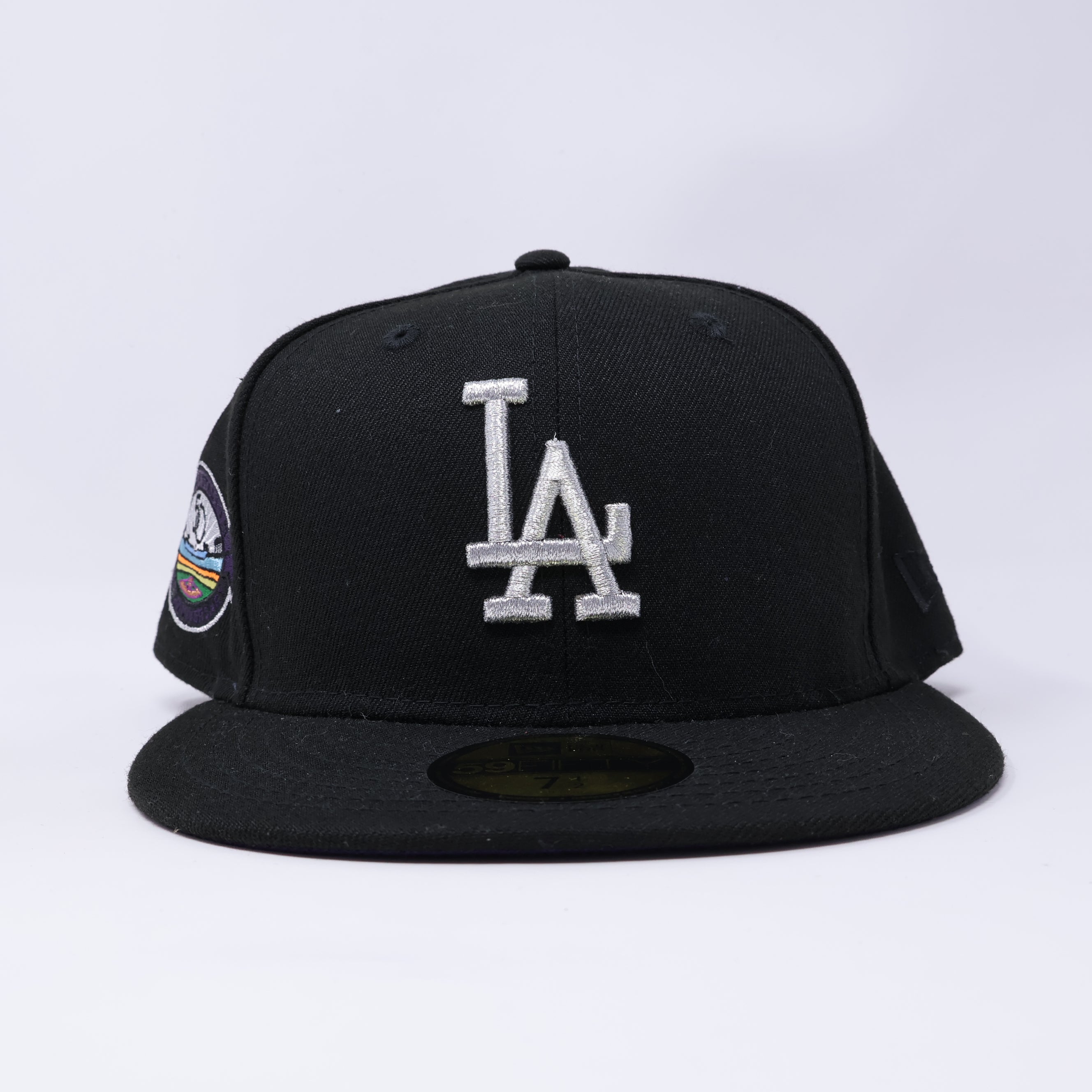 NWT 1/2 Black Los Angeles Dodgers 50th Anniversary 59fifty New Era Fitted Hat Cap