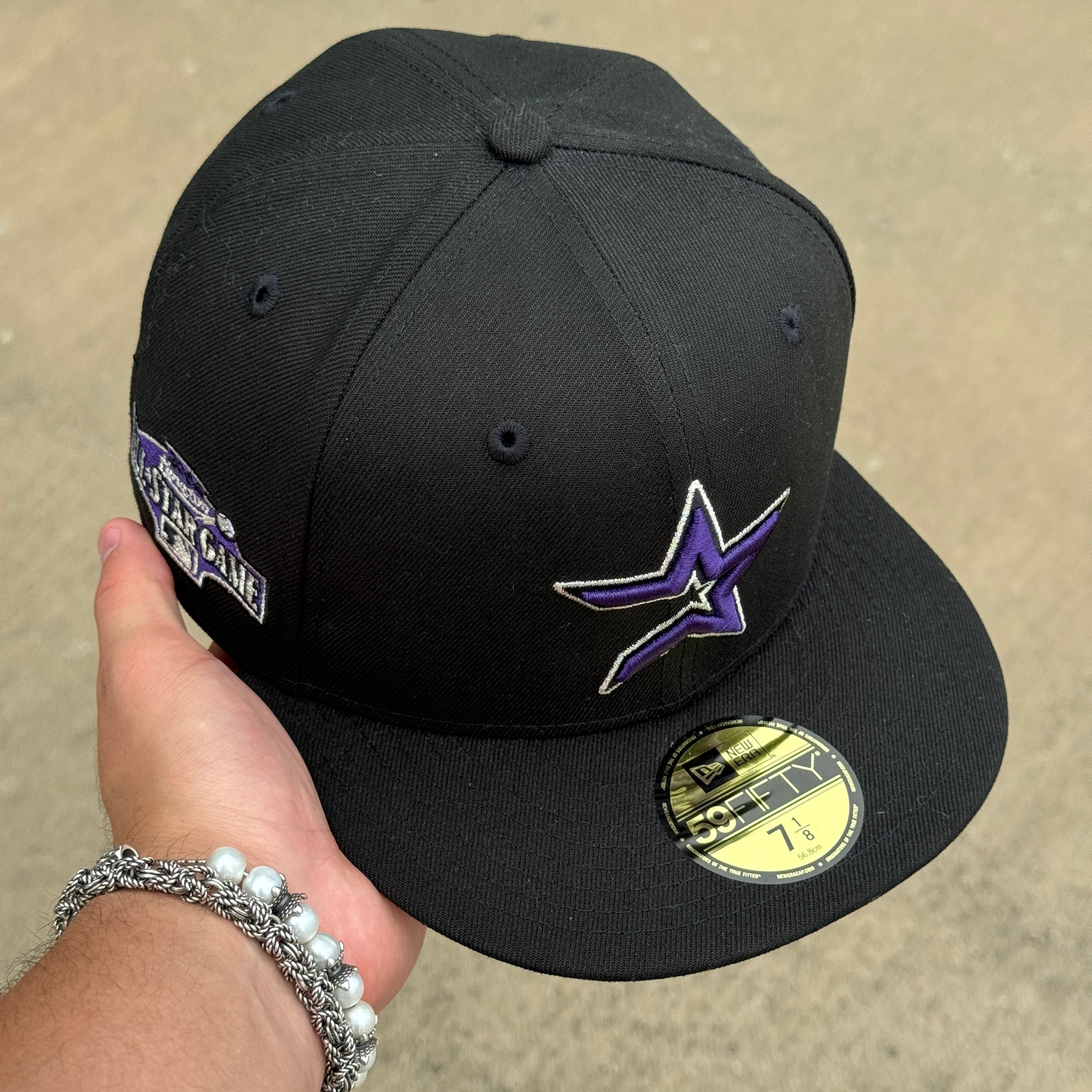 NEW 7 1/8 Black Houston Astros All Star Game Purple 59FIFTY New Era Fitted Hat