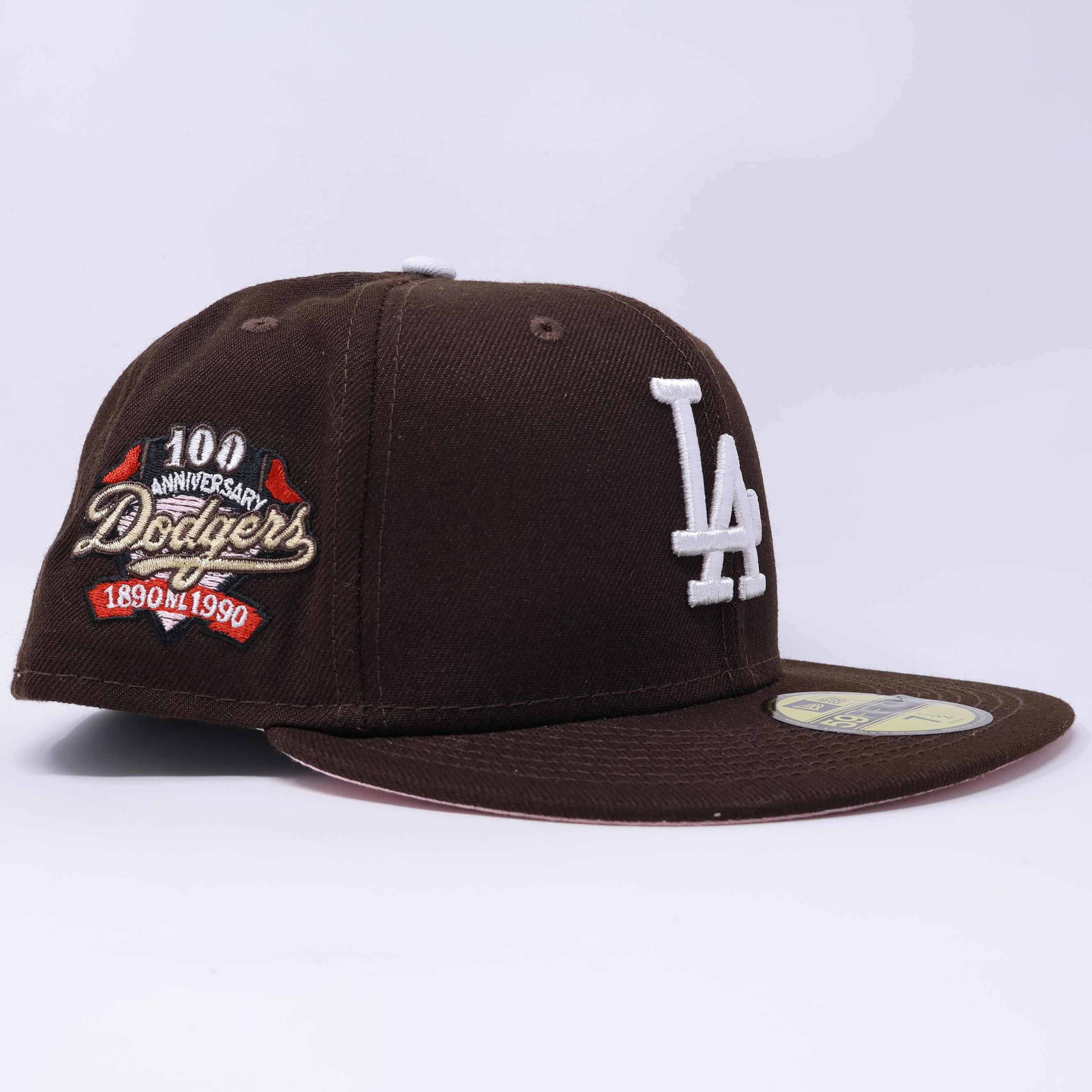 NWT 1/2 Brown Los Angeles Dodgers 100 Year Anniversary 59fifty New Era Fitted Hat Cap