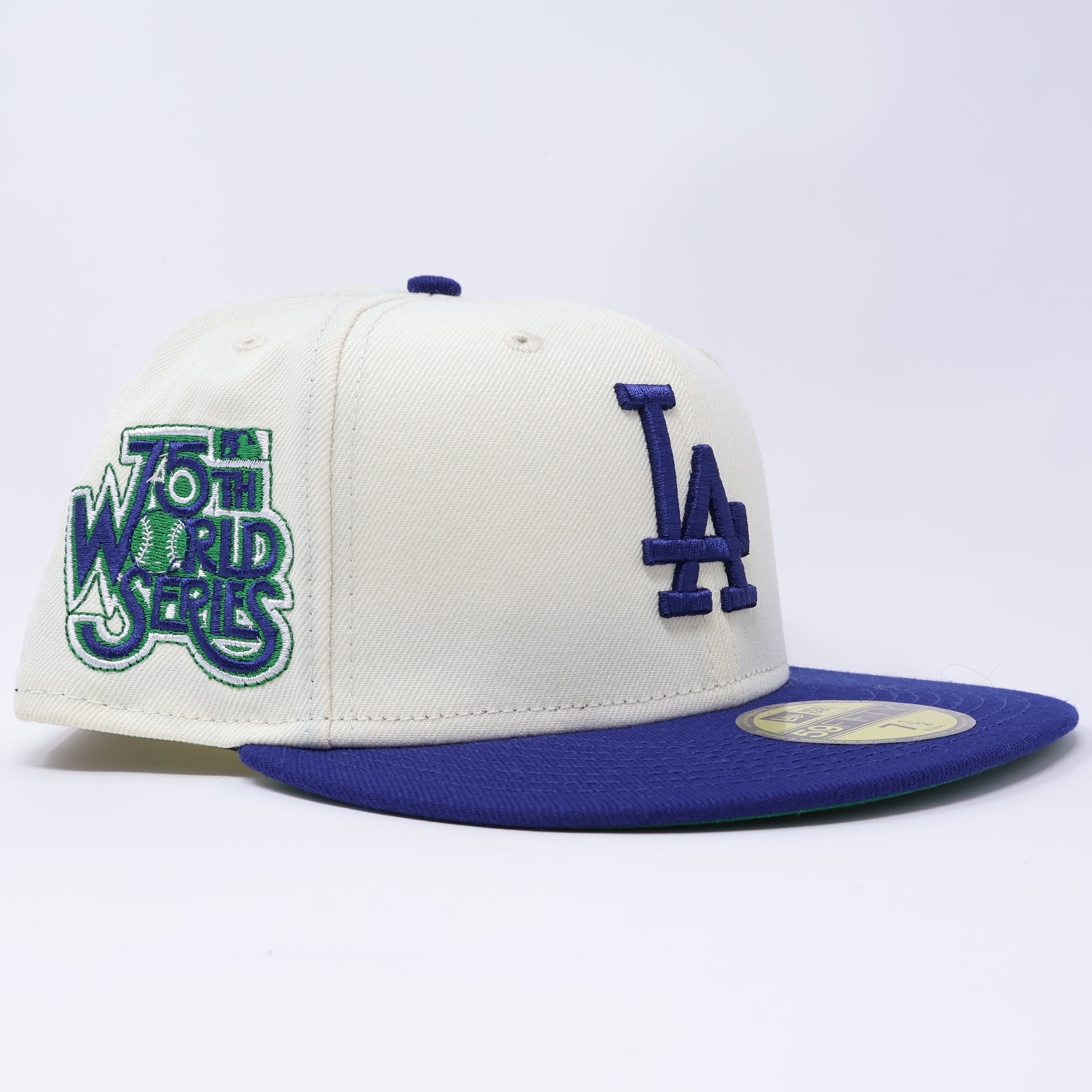 NWT 1/2 Chrome Los Angeles Dodgers 75th World Series 59fifty New Era Fitted Hat Cap