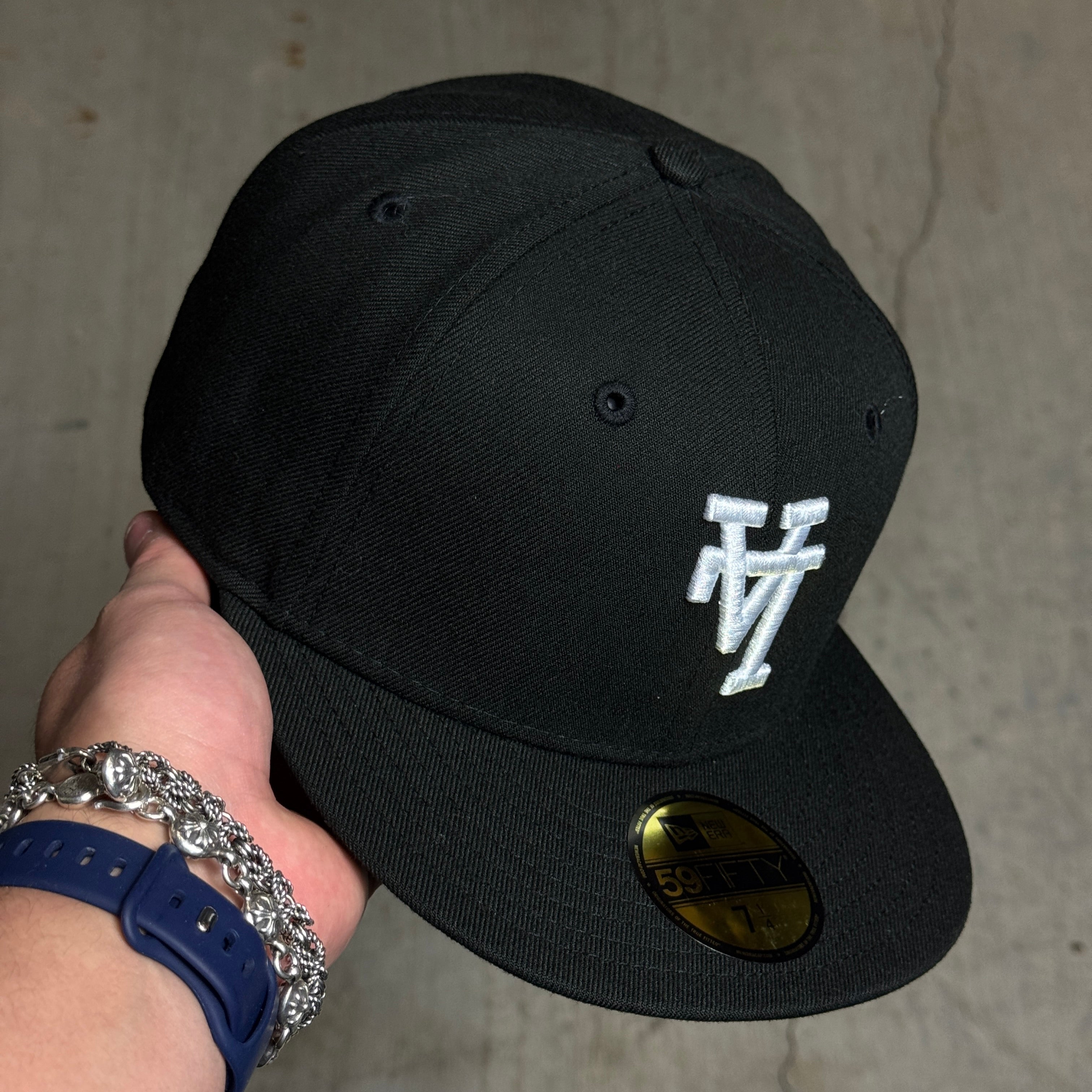 NWT 1/4 Black Los Angeles Dodgers Upside Down 59fifty New Era Fitted Hat Cap