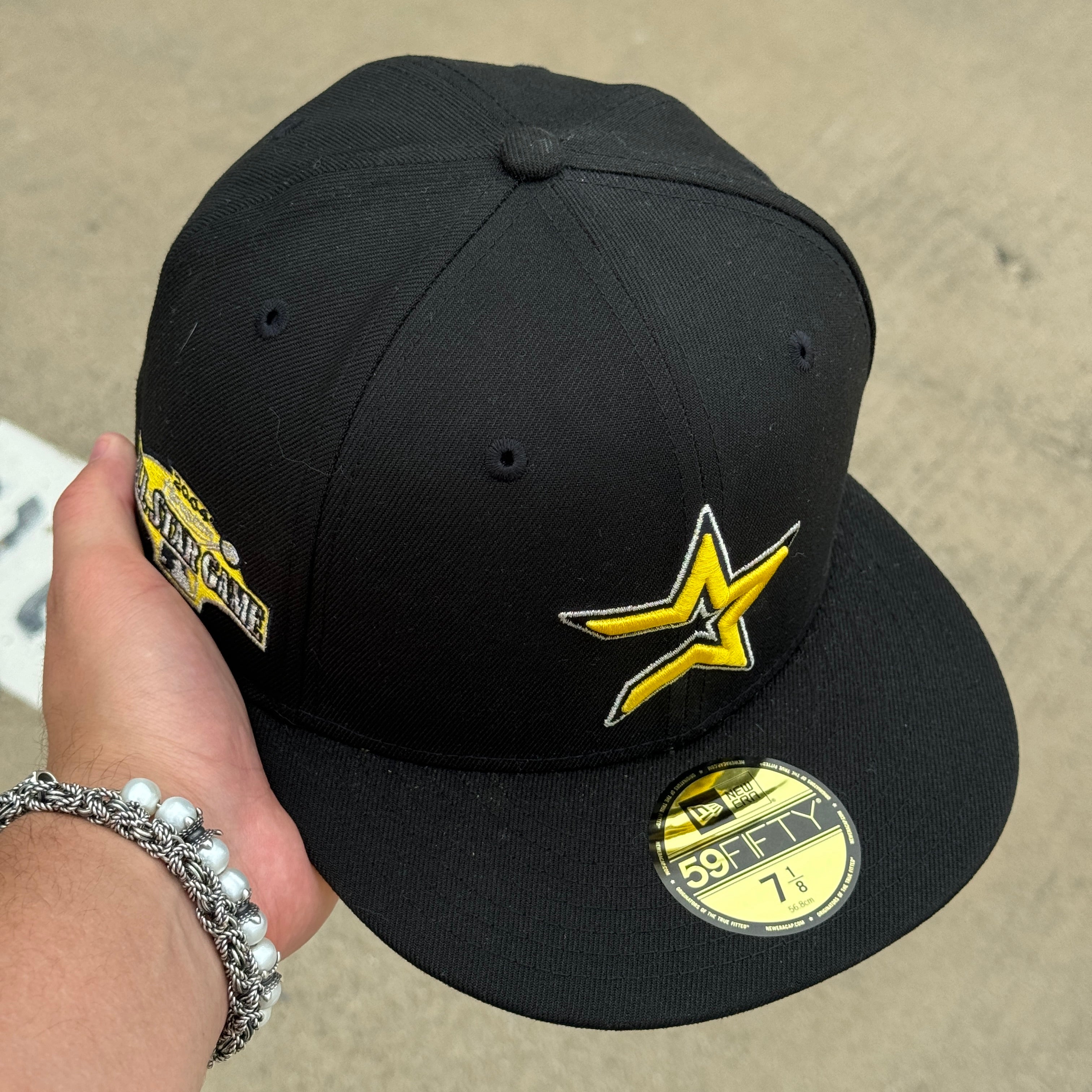 NEW 7 1/8 Black Houston Astros All Star Game Yellow 59FIFTY New Era Fitted Hat