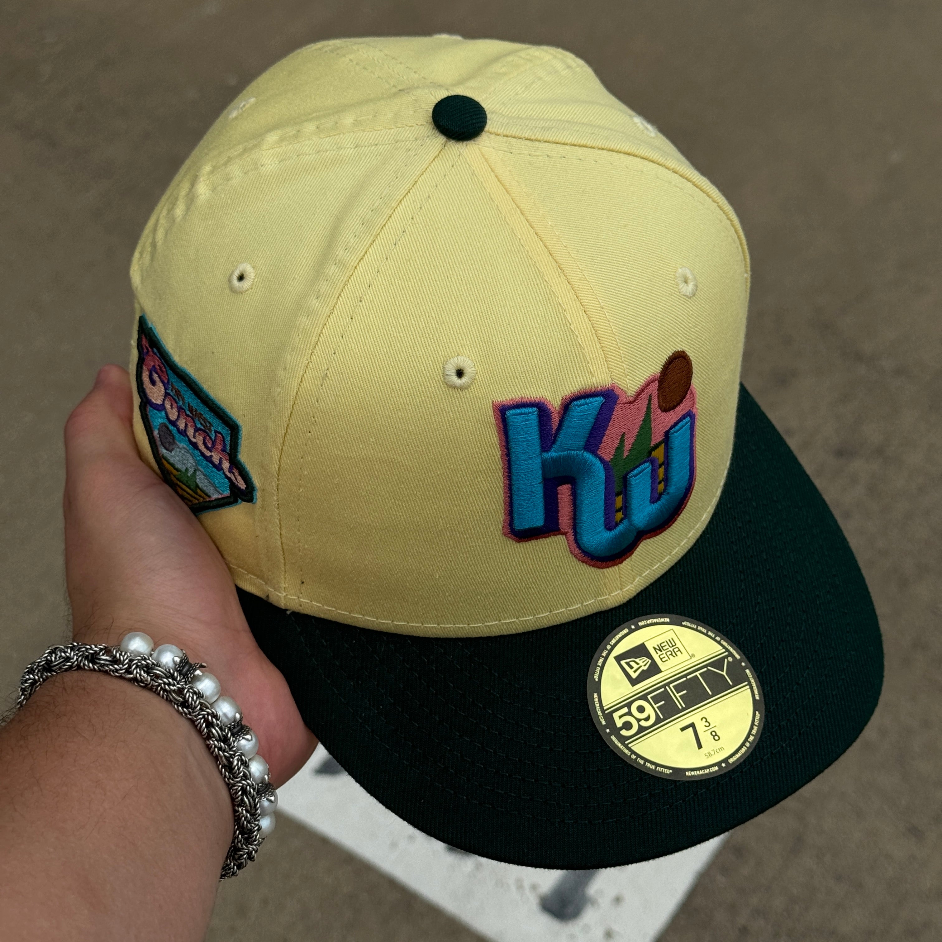 USED 3/8 Yellow Key West Conchs MyFitteds Minor League 59FIFTY New Era Fitted Hat