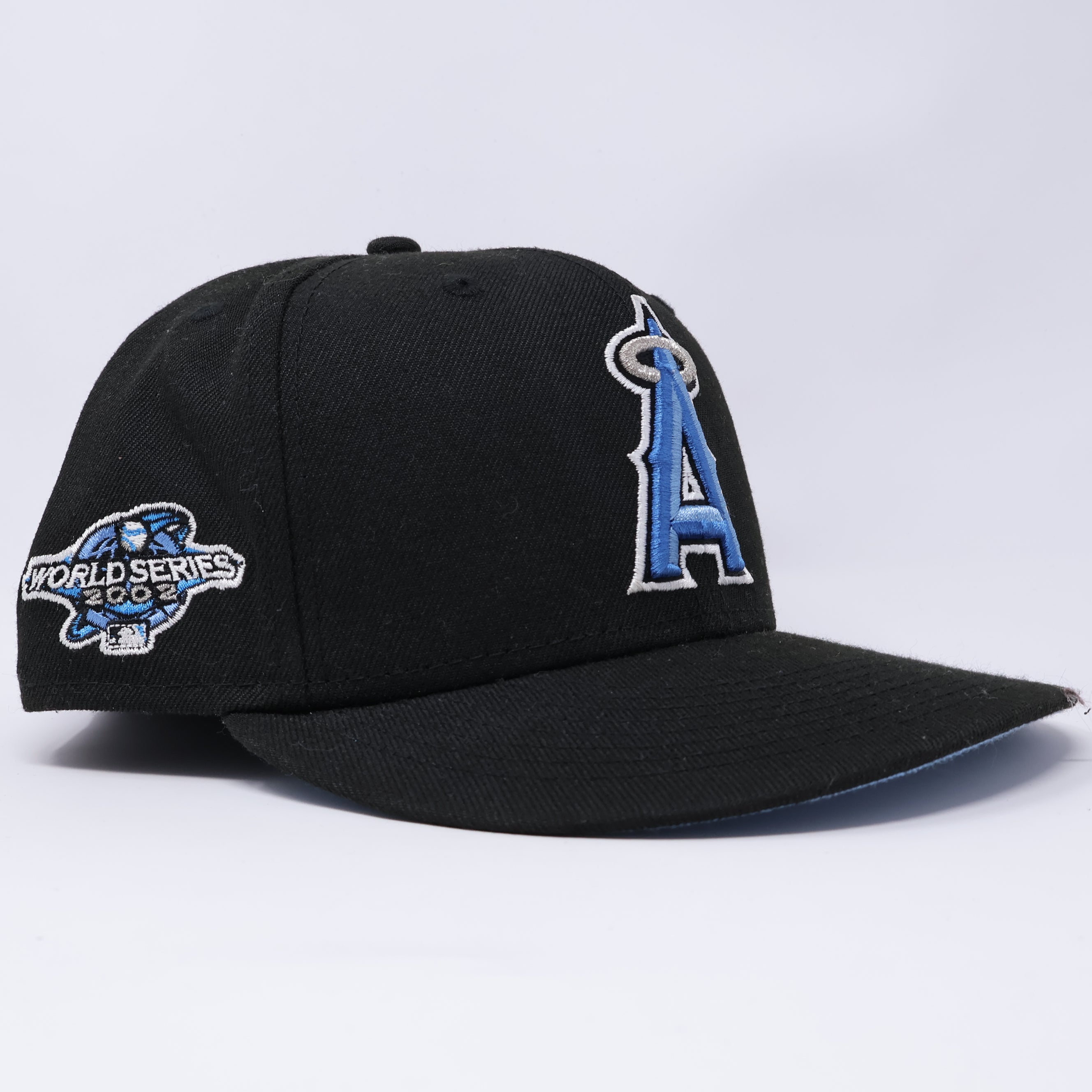 USED 3/4 Black Los Angeles Angels 2002 World Series 59fifty New Era Fitted Hat Cap