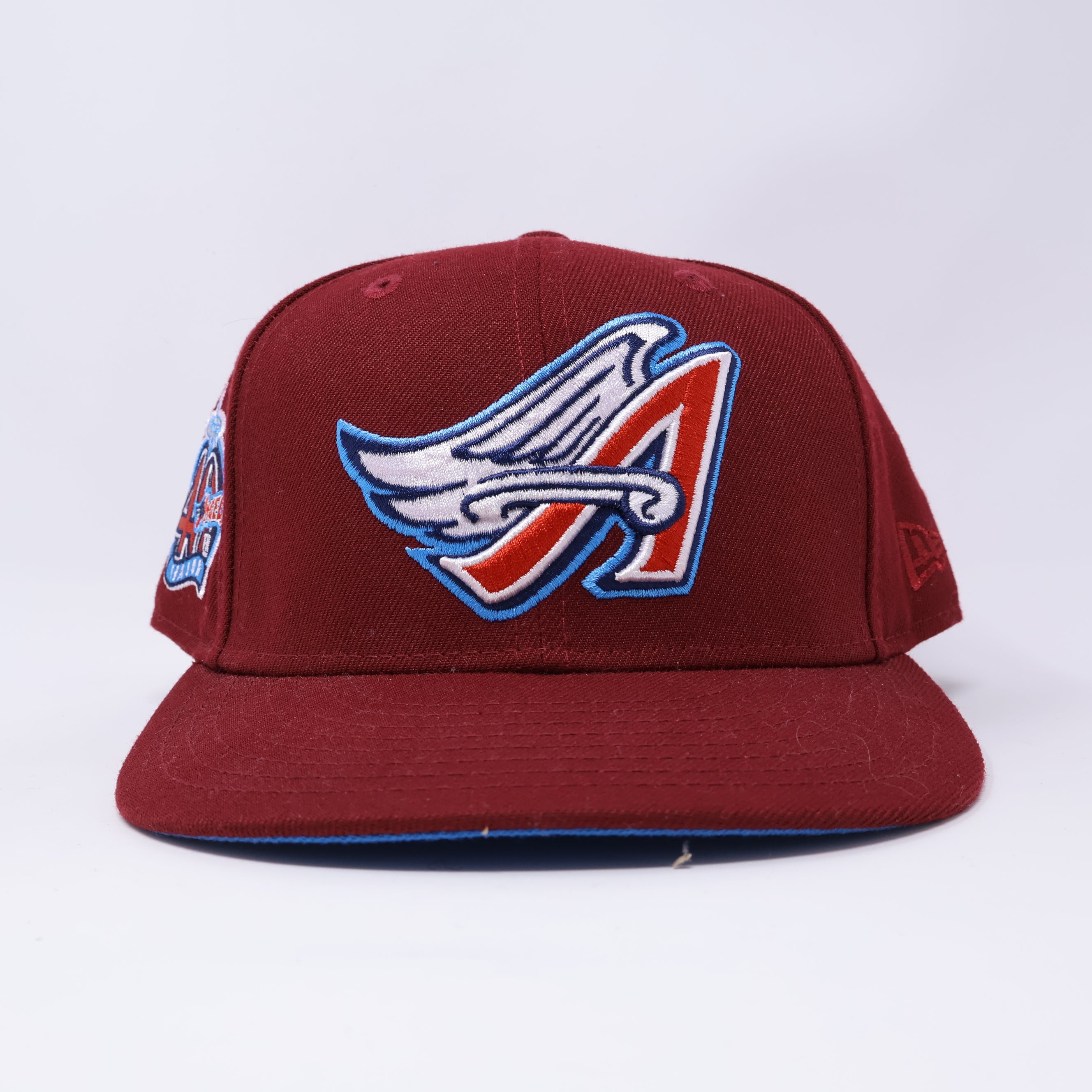 USED 3/4 Maroon Los Angeles Angels 40th Season 59fifty New Era Fitted Hat Cap