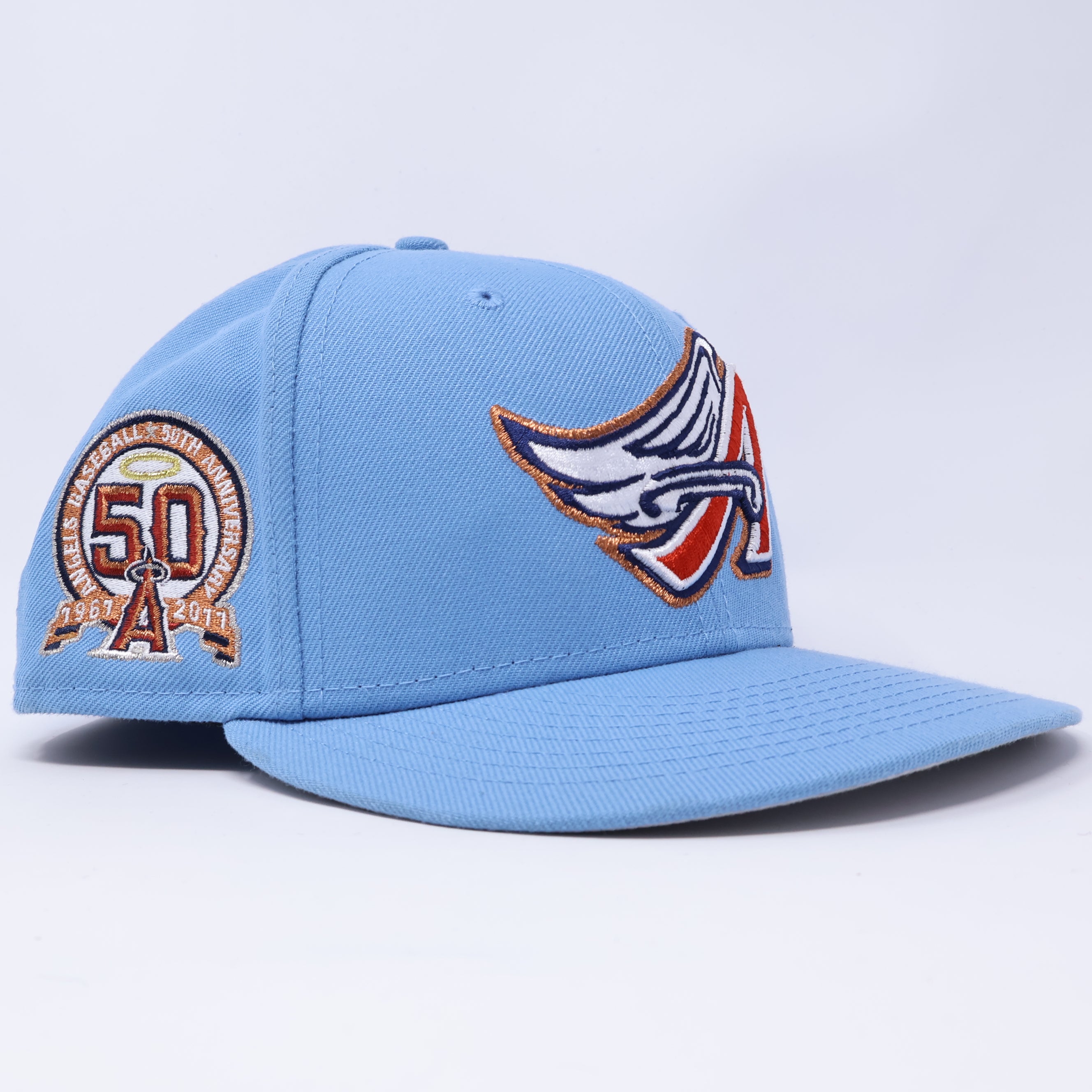 USED 3/4 Blue Los Angeles Angels 50th Anniversary 59fifty New Era Fitted Hat Cap