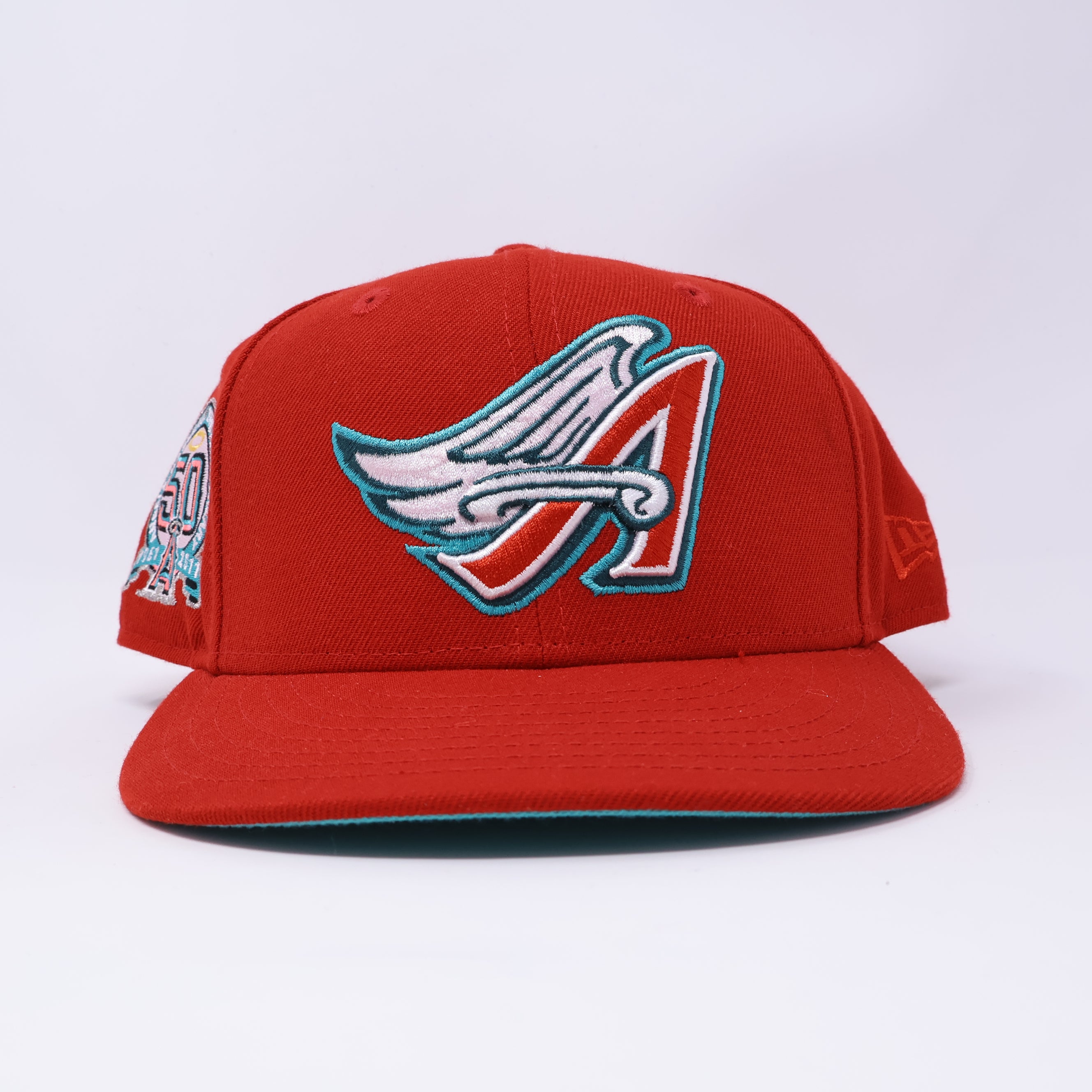 USED 3/4 Red Los Angeles Angels 50th Anniversary 59fifty New Era Fitted Hat Cap