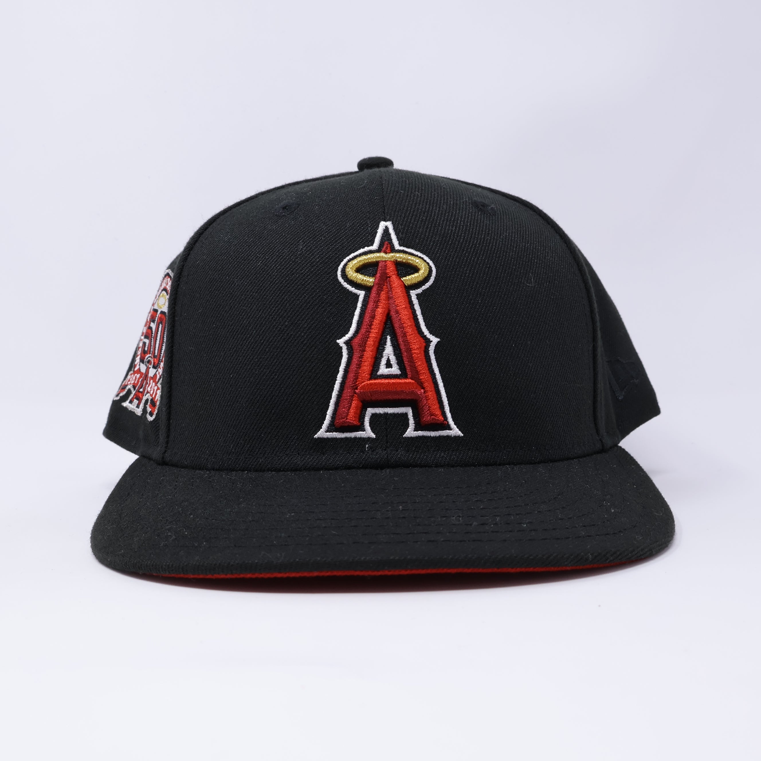 USED 3/4 Black Los Angeles Angels 50th Anniversary 59fifty New Era Fitted Hat Cap