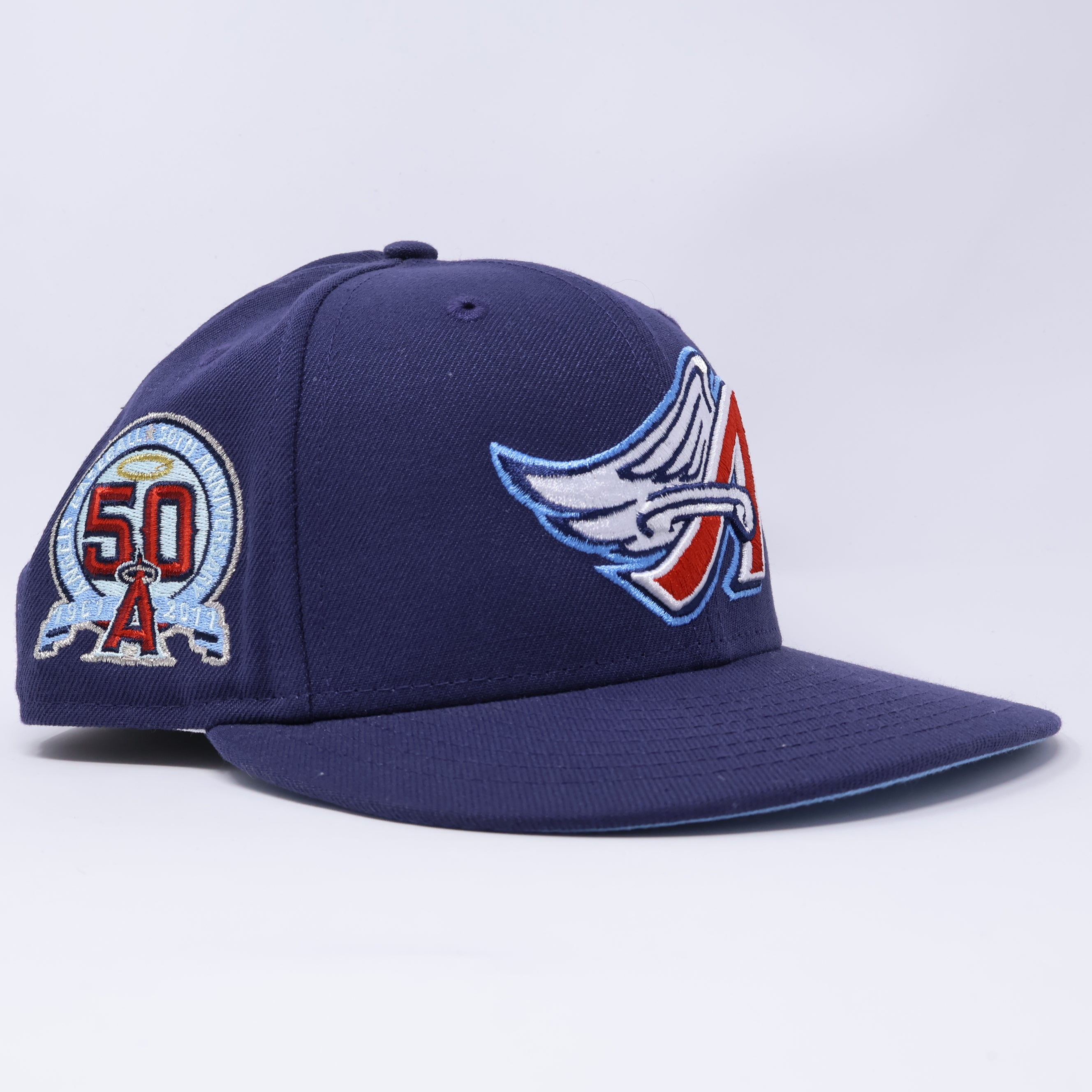 USED 3/4 Navy Los Angeles Angels 50th Anniversary 59fifty New Era Fitted Hat Cap