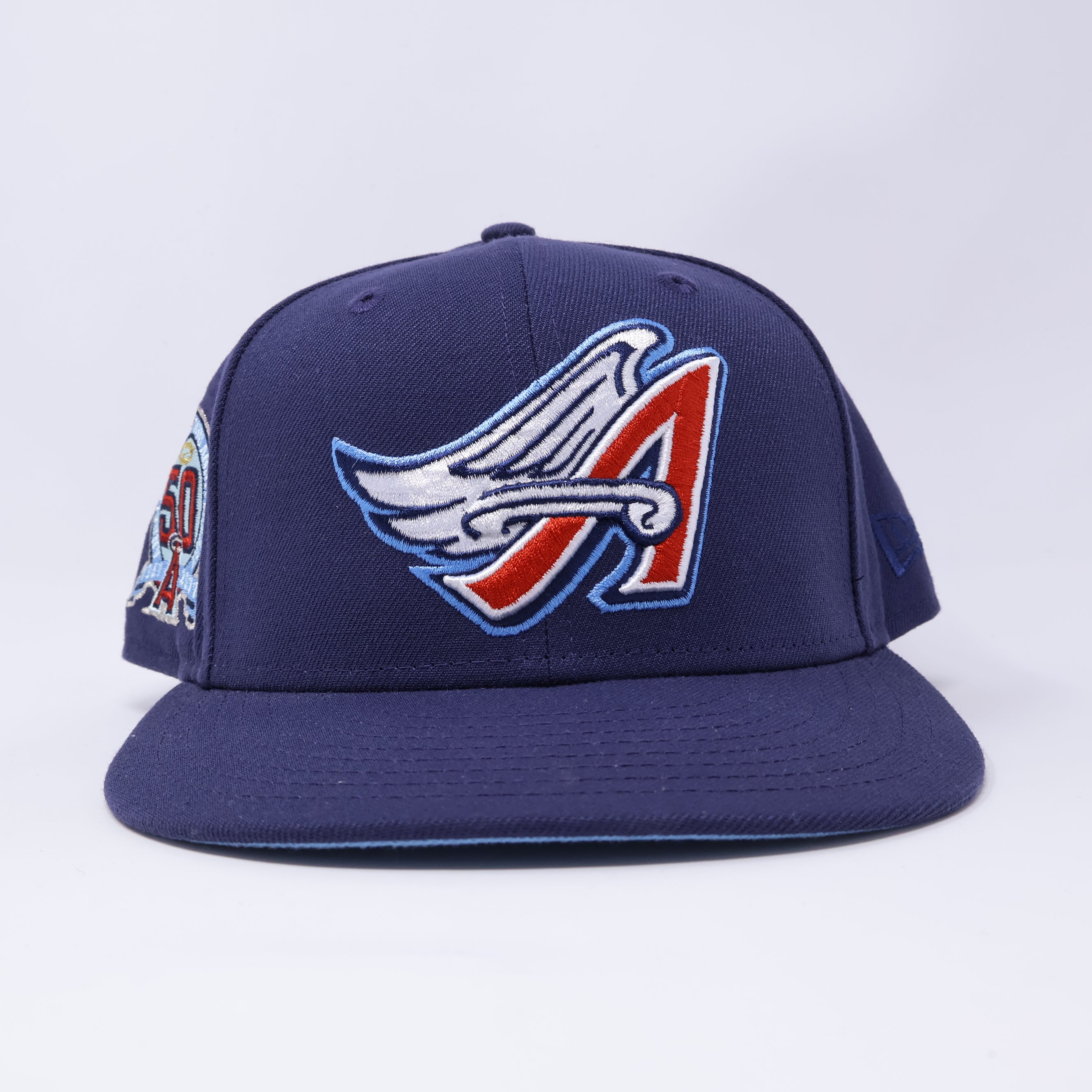 USED 3/4 Navy Los Angeles Angels 50th Anniversary 59fifty New Era Fitted Hat Cap