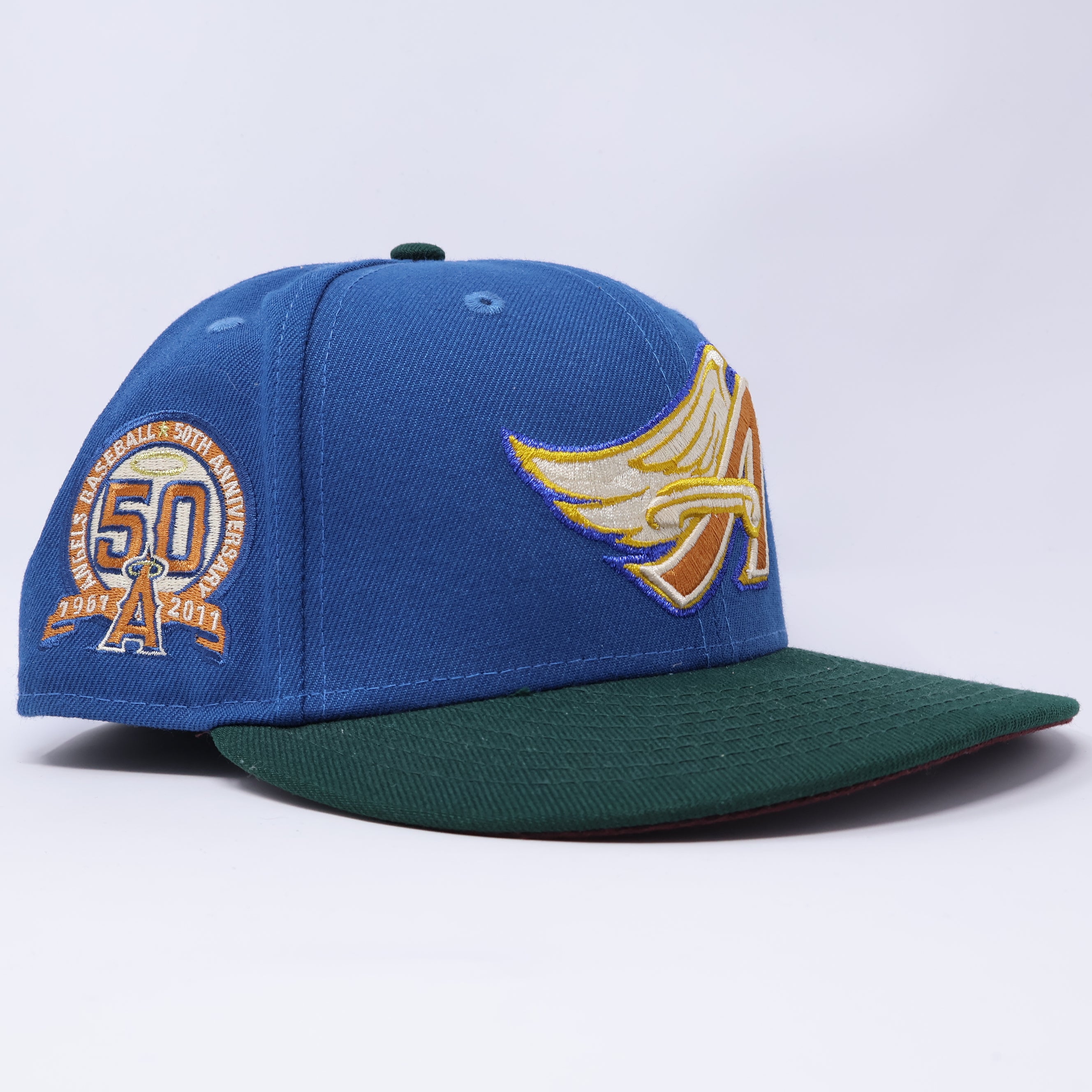 USED 3/4 Blue Los Angeles Angels 50th Anniversary 59fifty New Era Fitted Hat Cap