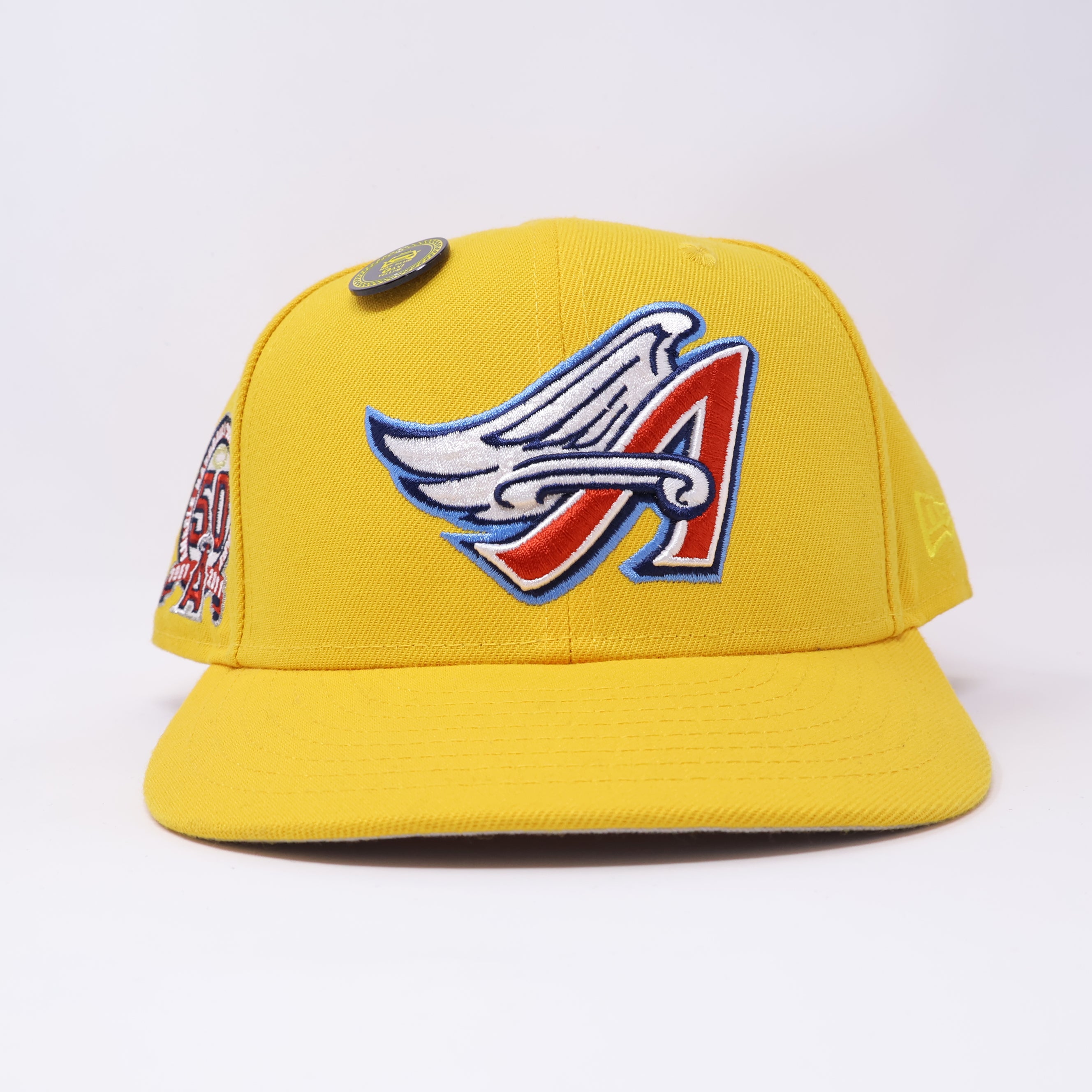 USED 3/4 Yellow Los Angeles Angels 50th Anniversary 59fifty New Era Fitted Hat Cap