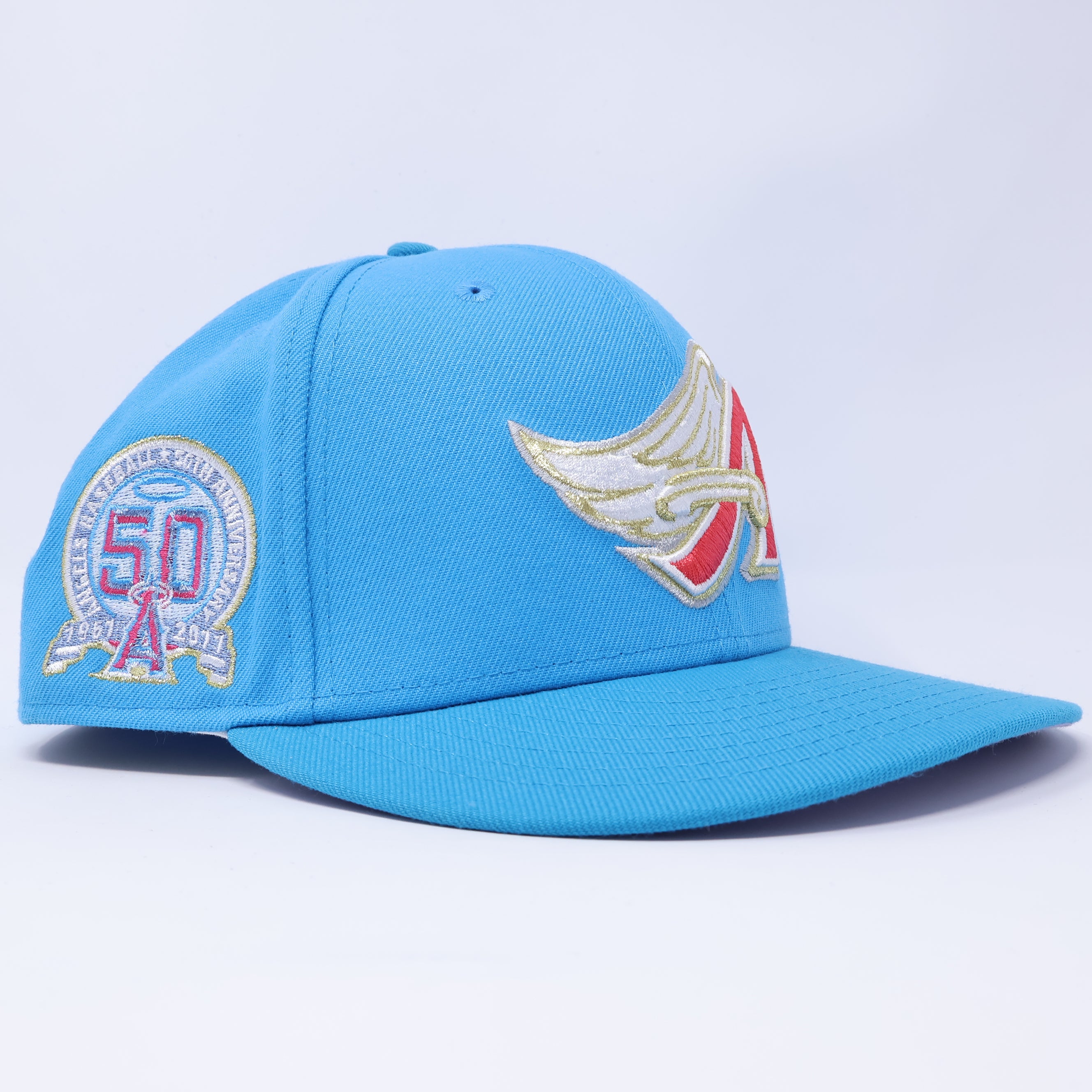 USED 3/4 Blue Los Angeles Angels 50th Anniversary 59fifty New Era Fitted Hat Cap