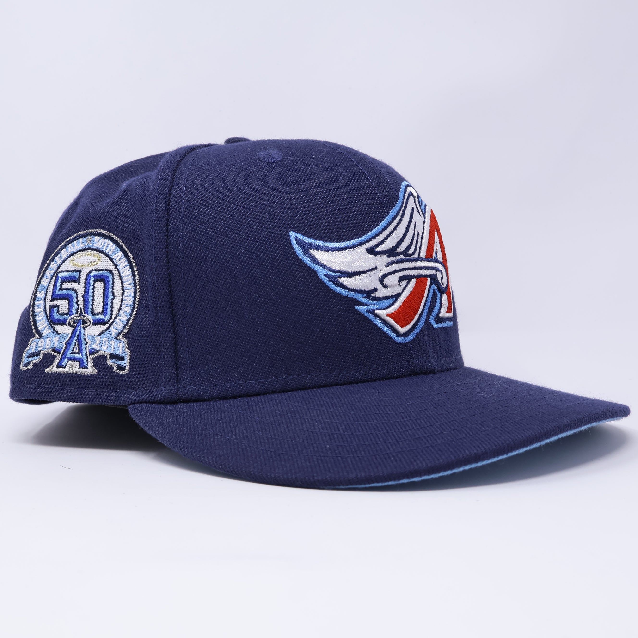 USED 5/8 Navy Los Angeles Angels 50th Anniversary 59fifty New Era Fitted Hat Cap