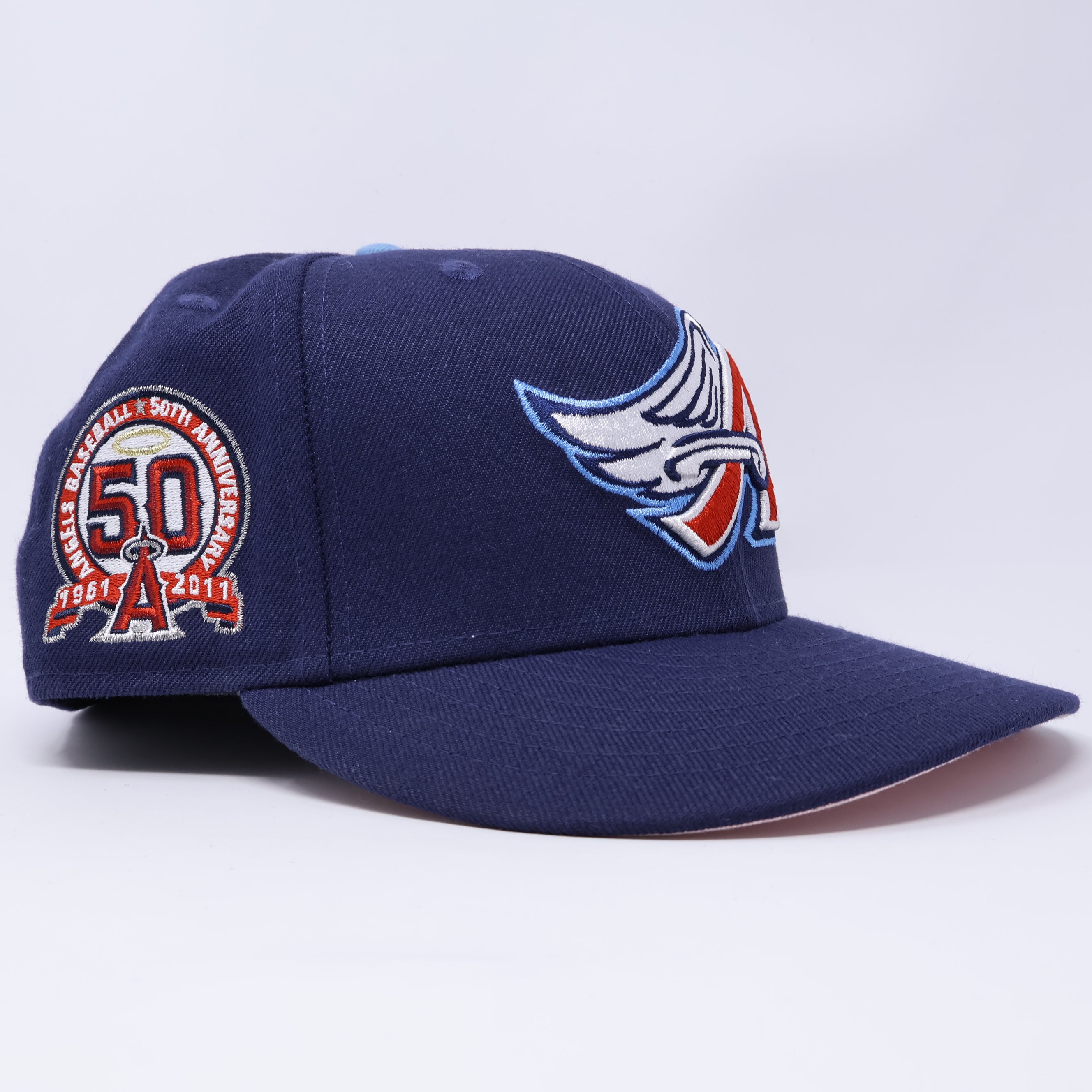 USED 3/4 Navy Los Angeles Angels 50th Anniversary 59fifty New Era Fitted Hat Cap
