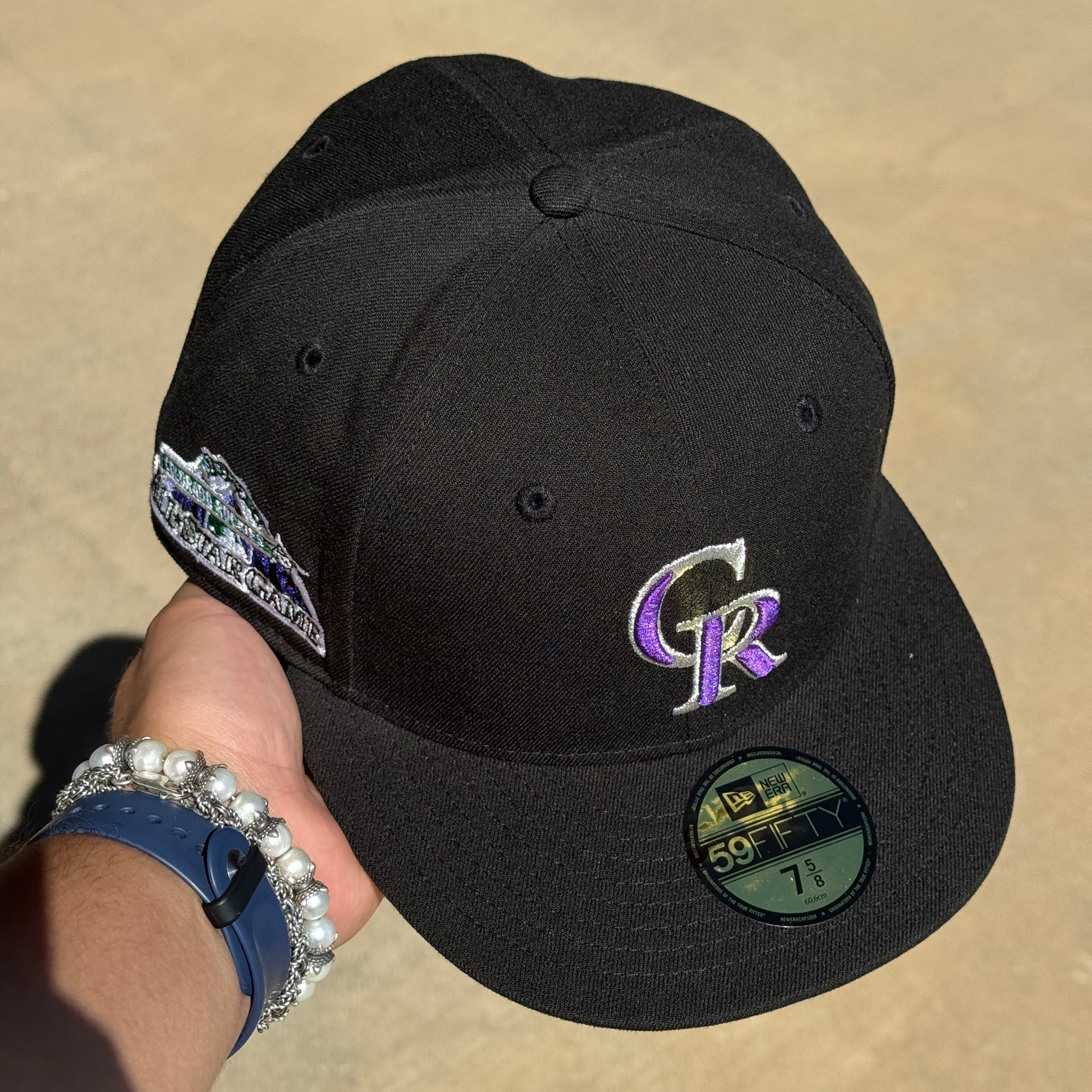 NWT 5/8 Black Colorado Rockies 1998 All Star Game 59fifty New Era Fitted Hat Cap