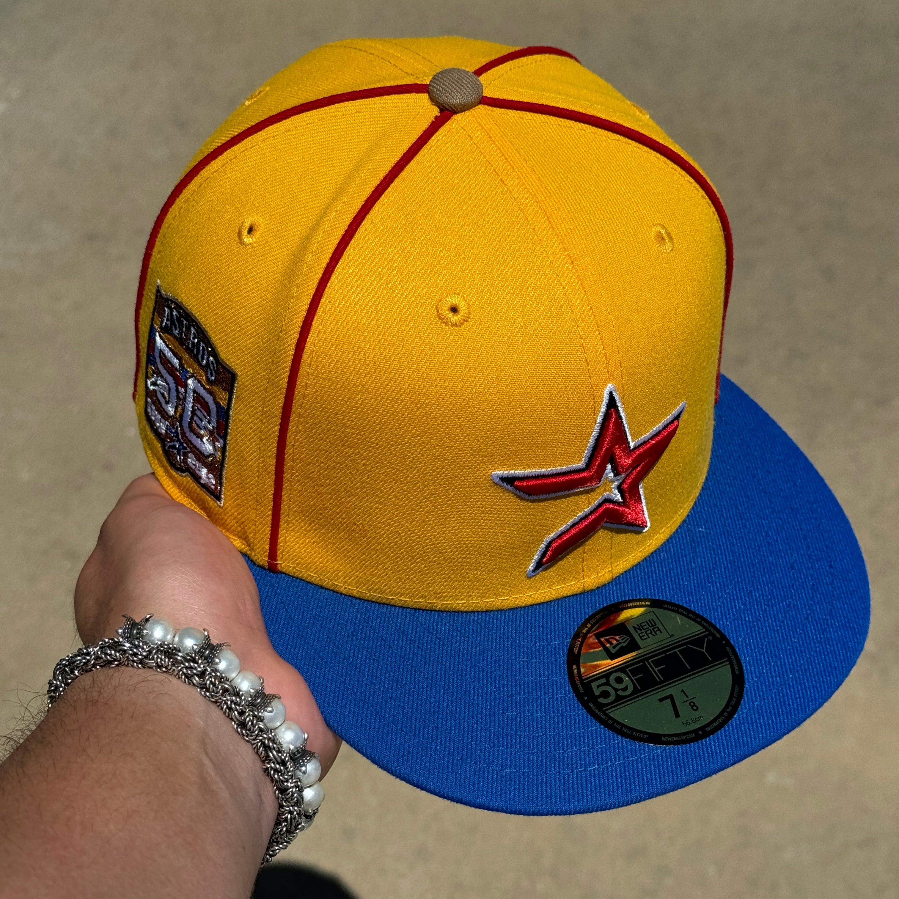NEW 1/8 Yellow Houston Astros 50th Anniversary 59FIFTY New Era Fitted Hat