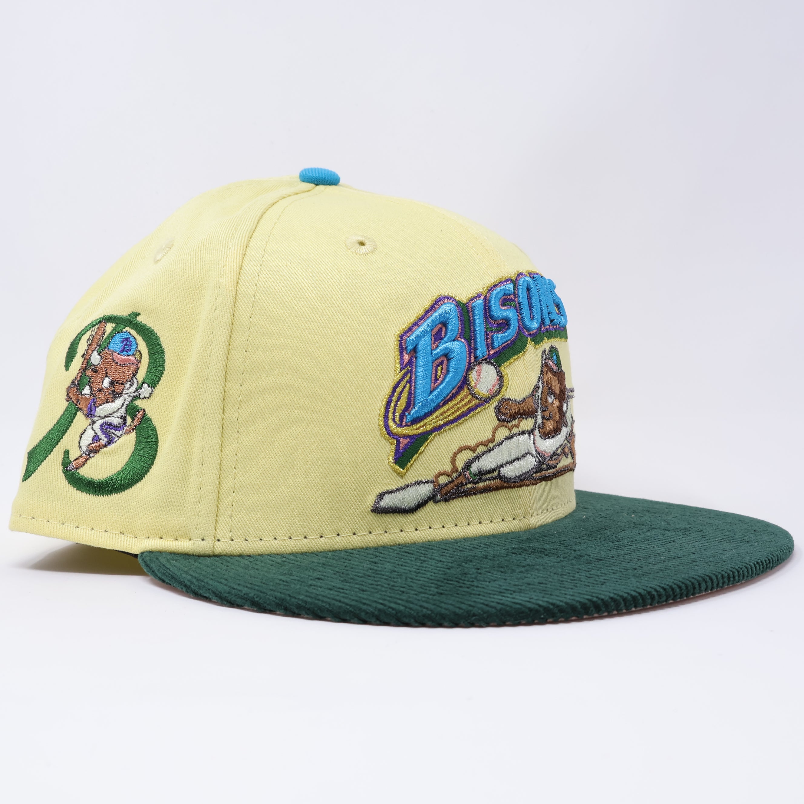 NWT 1/2 Yellow Buffalo Bisons Minor League 59fifty New Era Fitted Hat Cap