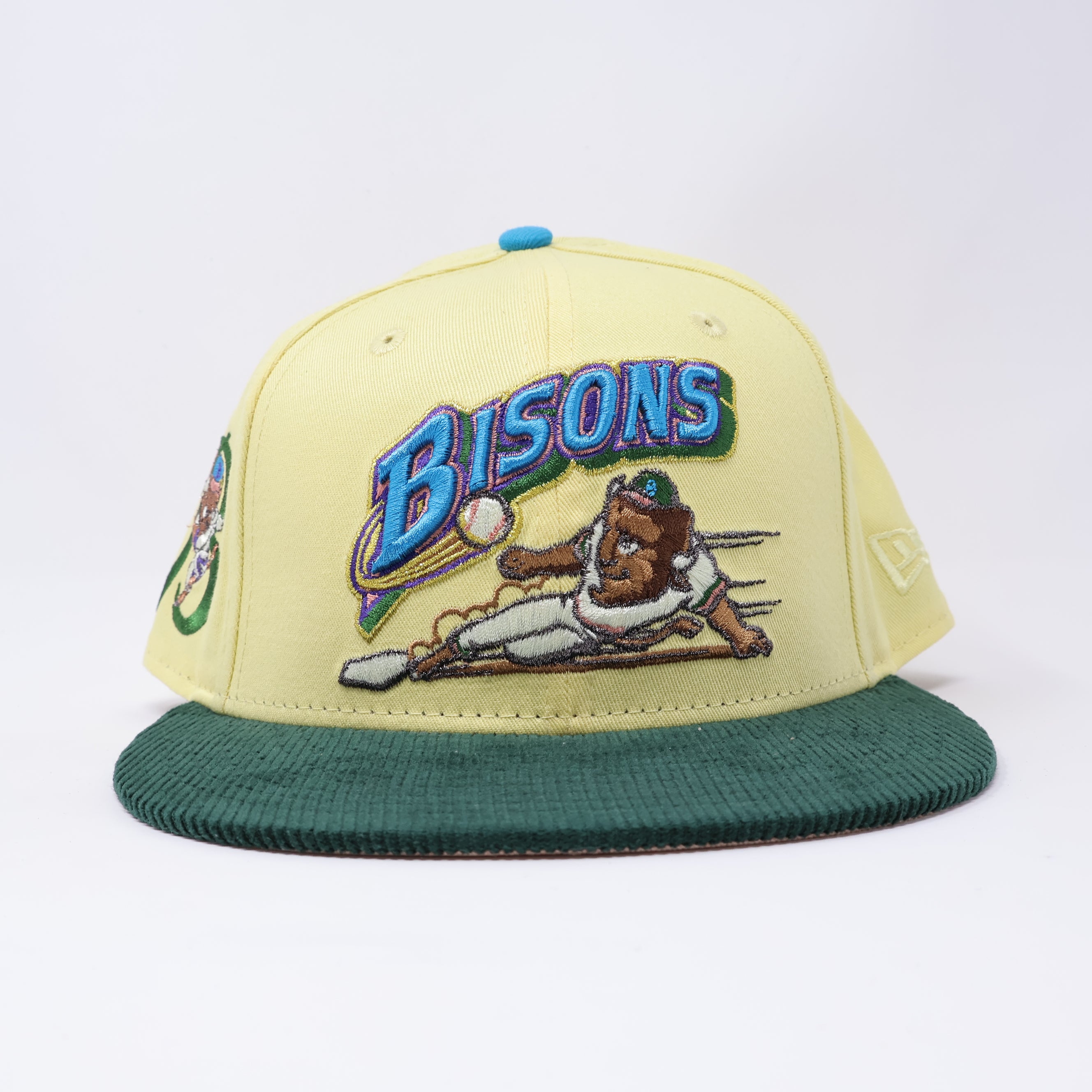 NWT 1/2 Yellow Buffalo Bisons Minor League 59fifty New Era Fitted Hat Cap