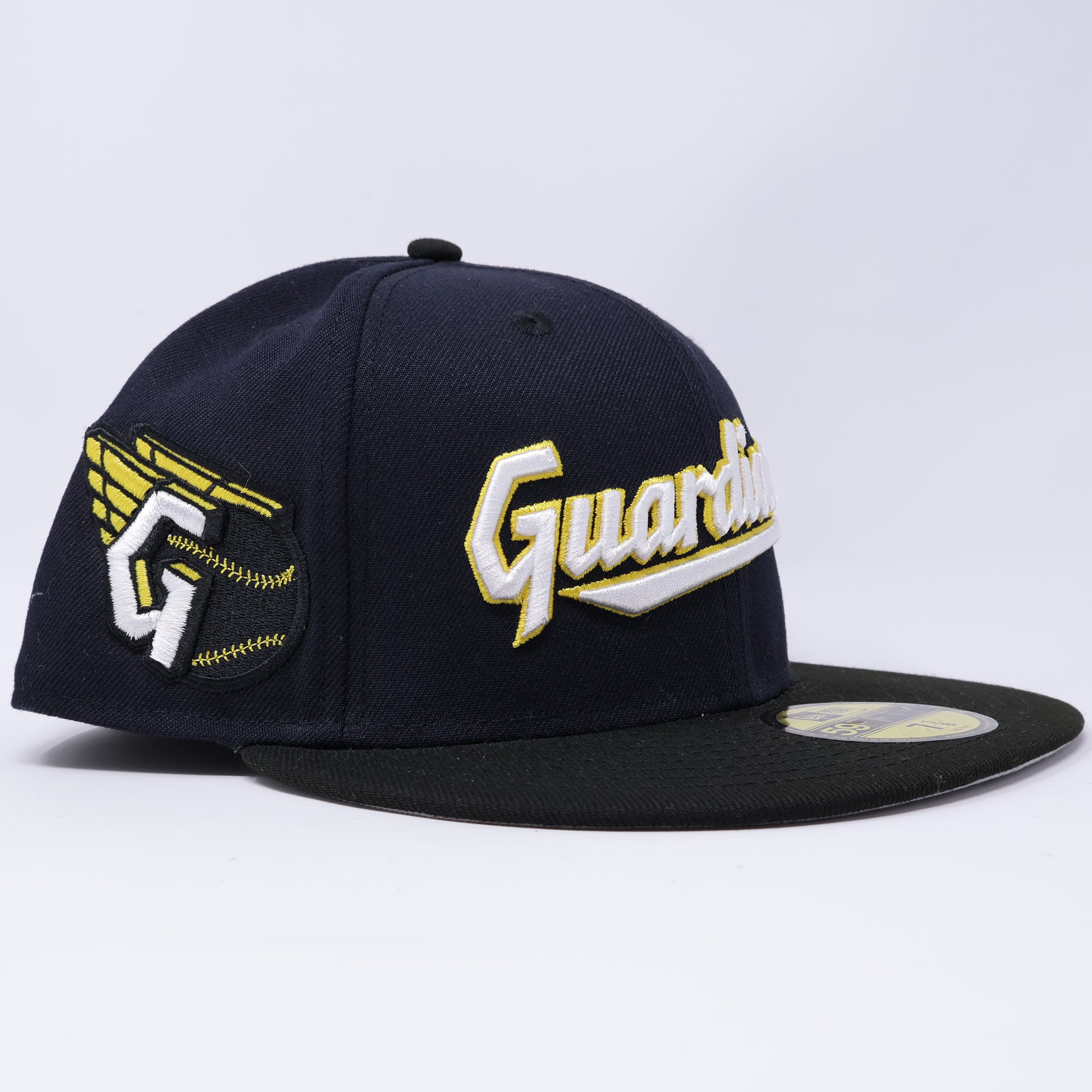 7 3/8 NEW Navy Cleveland Guardians Indians Gold 59fifty New Era Fitted Hat Cap