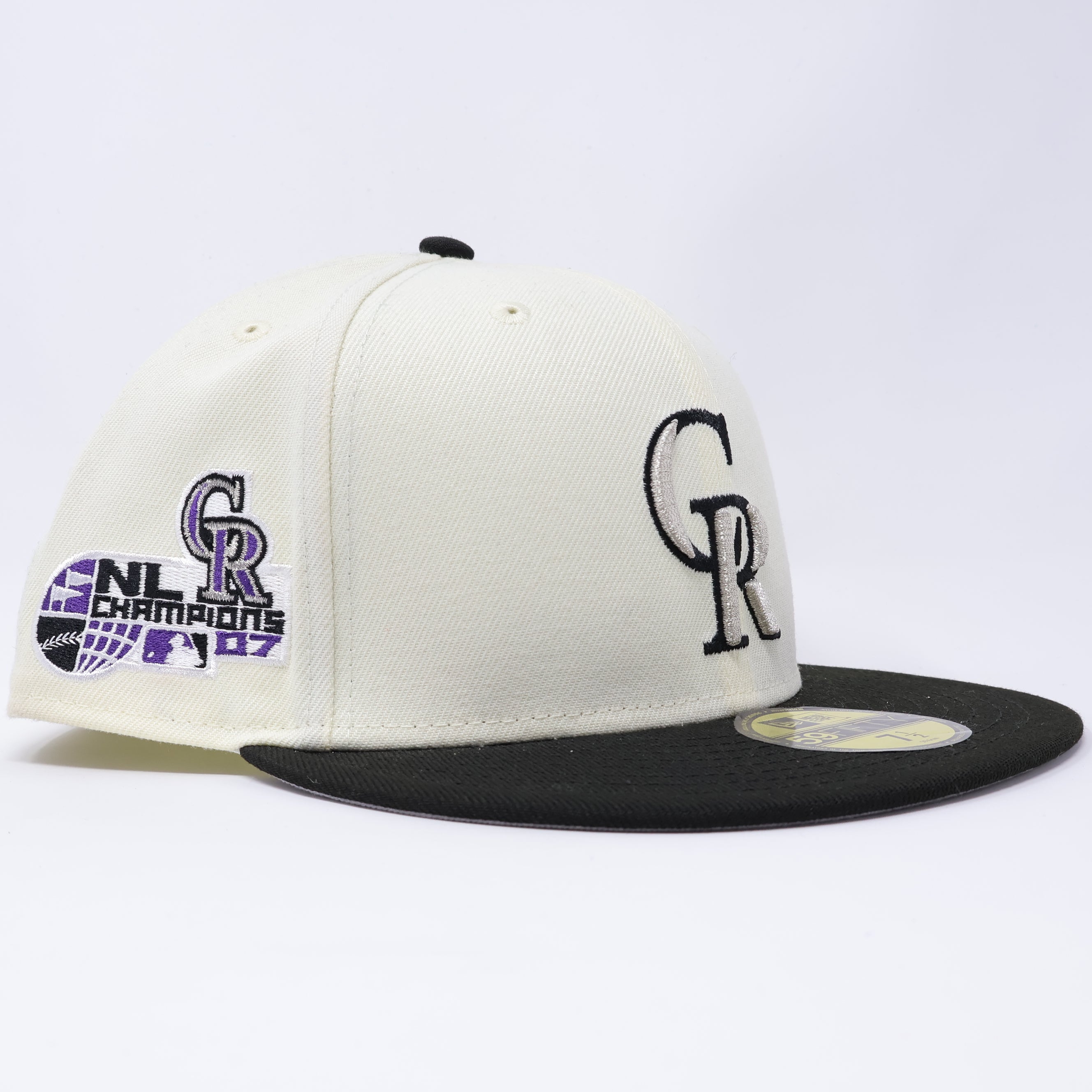 7 1/2 NEW Chrome Colorado Rockies NL Champions 07 59fifty New Era Fitted Cap Hat