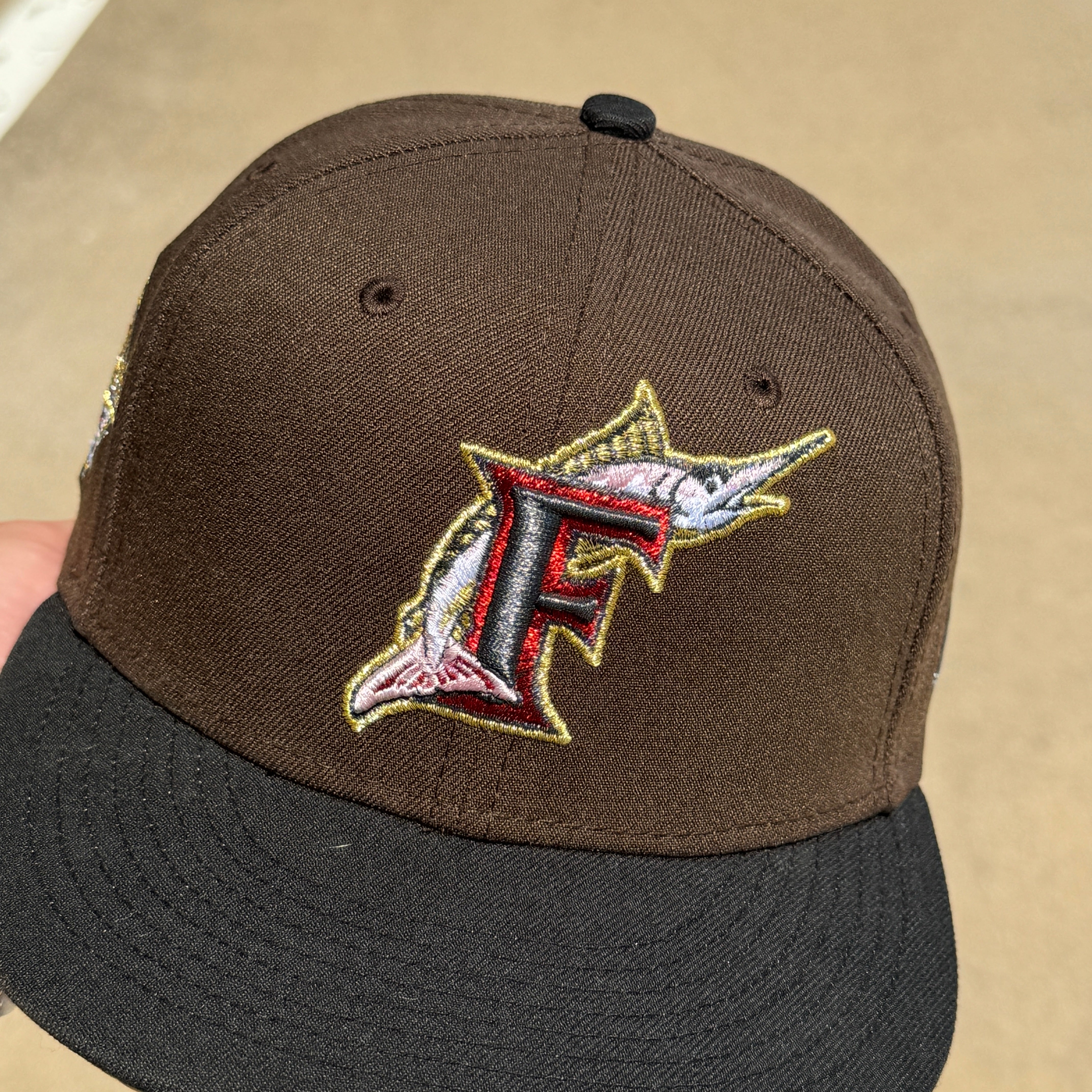 USED 1/8 Brown Florida Miami Marlins 1997 World Series 59FIFTY New Era Fitted Hat