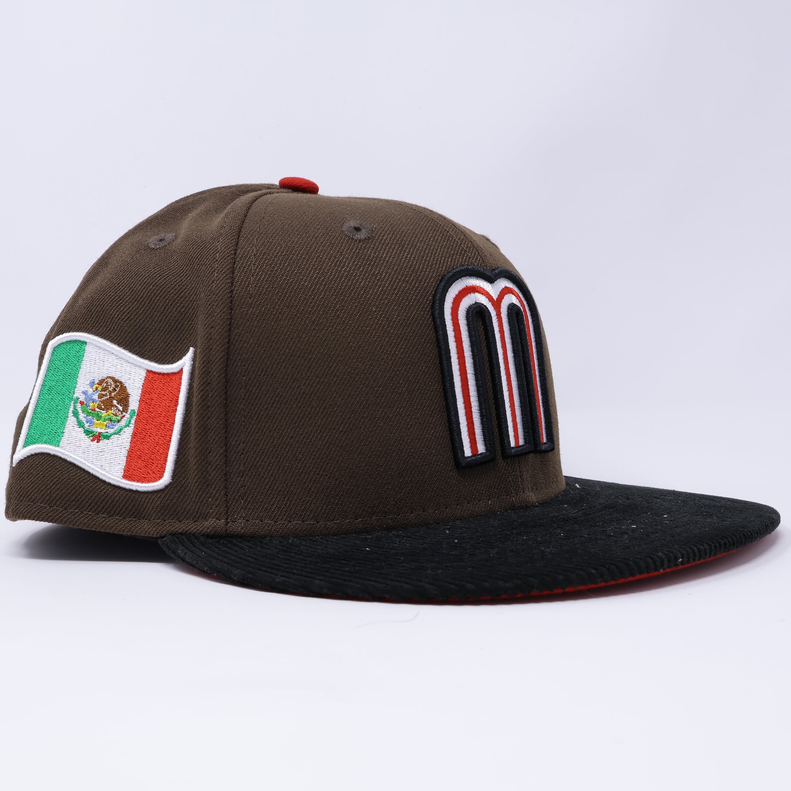 NEW 1/2 Brown Mexican Flag WBC Baseball Corduroy 59fifty New Era Fitted Hat Cap