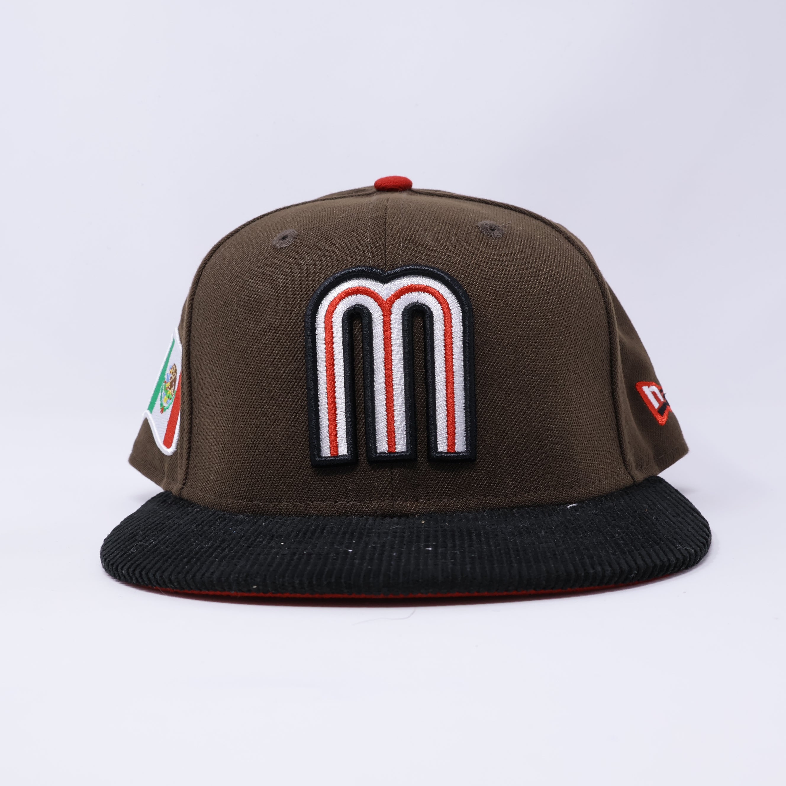 NEW 1/2 Brown Mexican Flag WBC Baseball Corduroy 59fifty New Era Fitted Hat Cap