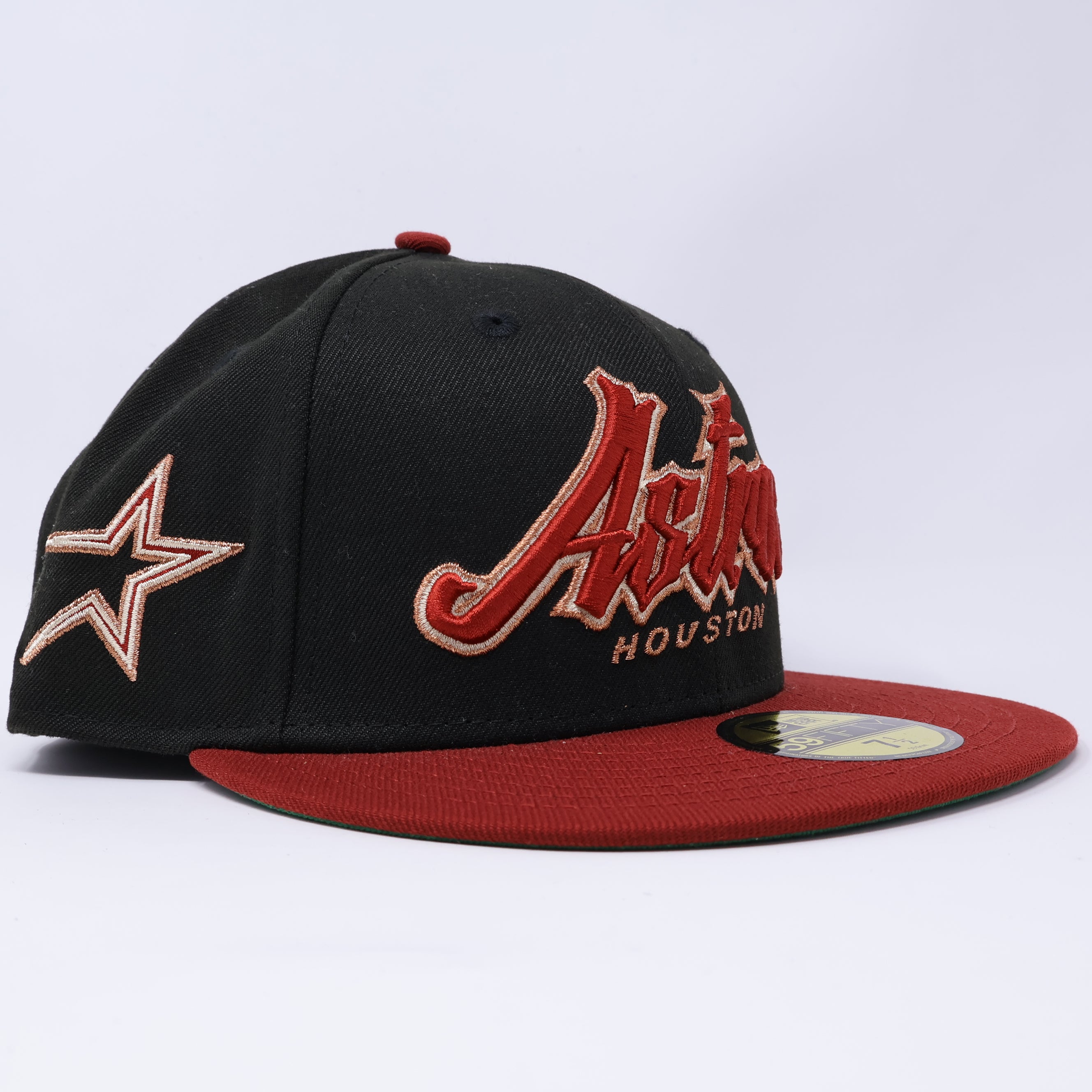 NWT 1/2 Black Houston Astros Wizard Script Star 59fifty New Era Fitted Hat Cap