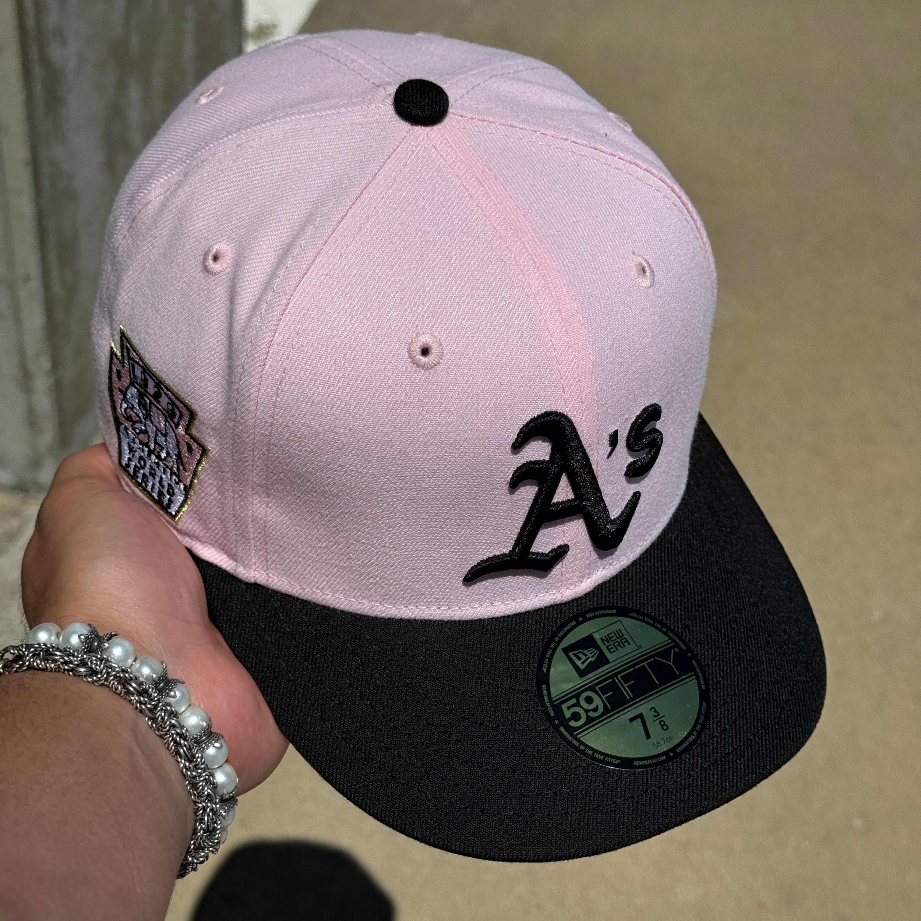 USED 3/8 Pink Oakland Athletics 1929 World Series 59FIFTY New Era Fitted Hat