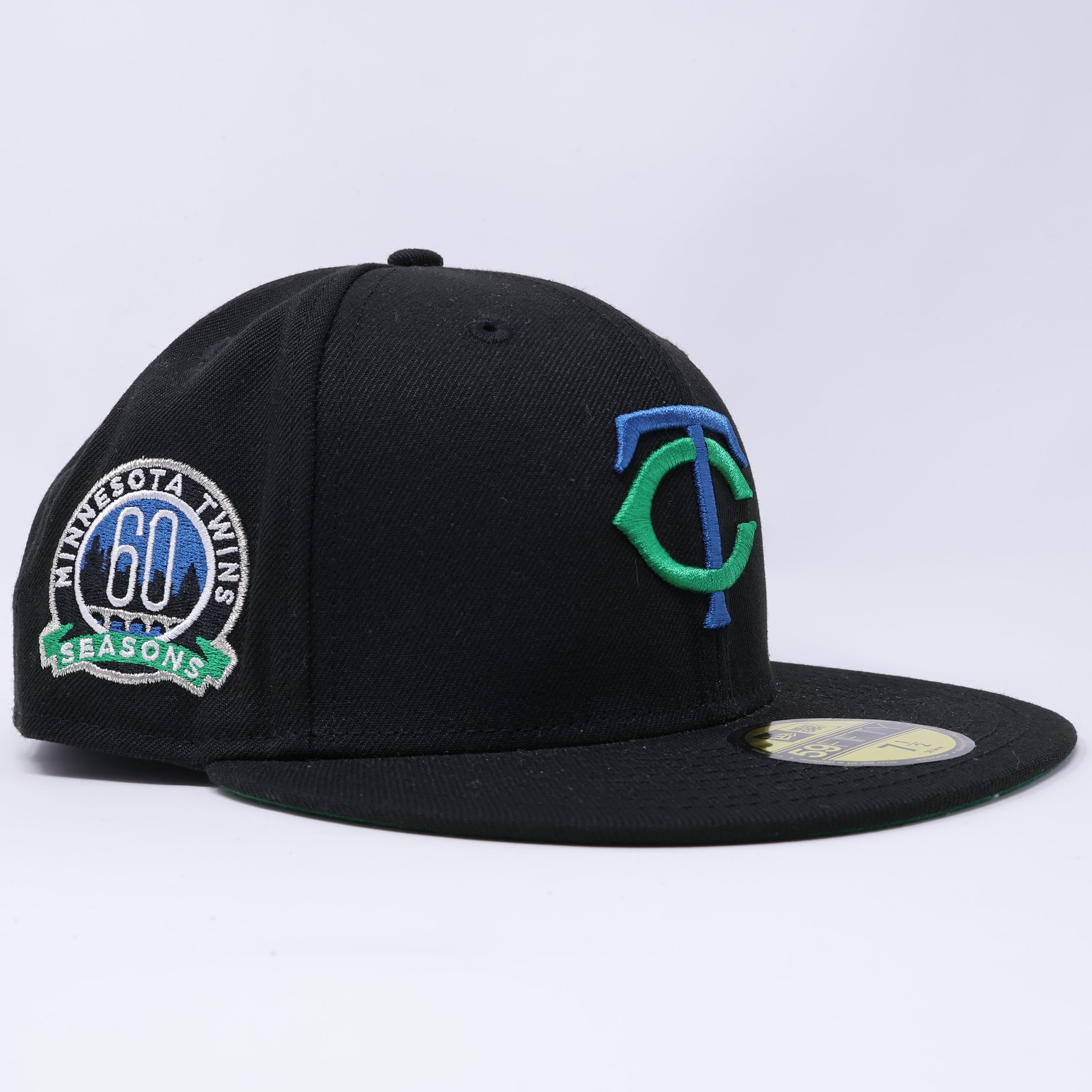 NEW 1/2 Black Minnesota Twins 60 Seasons Hatclub 59fifty New Era Fitted Hat Cap