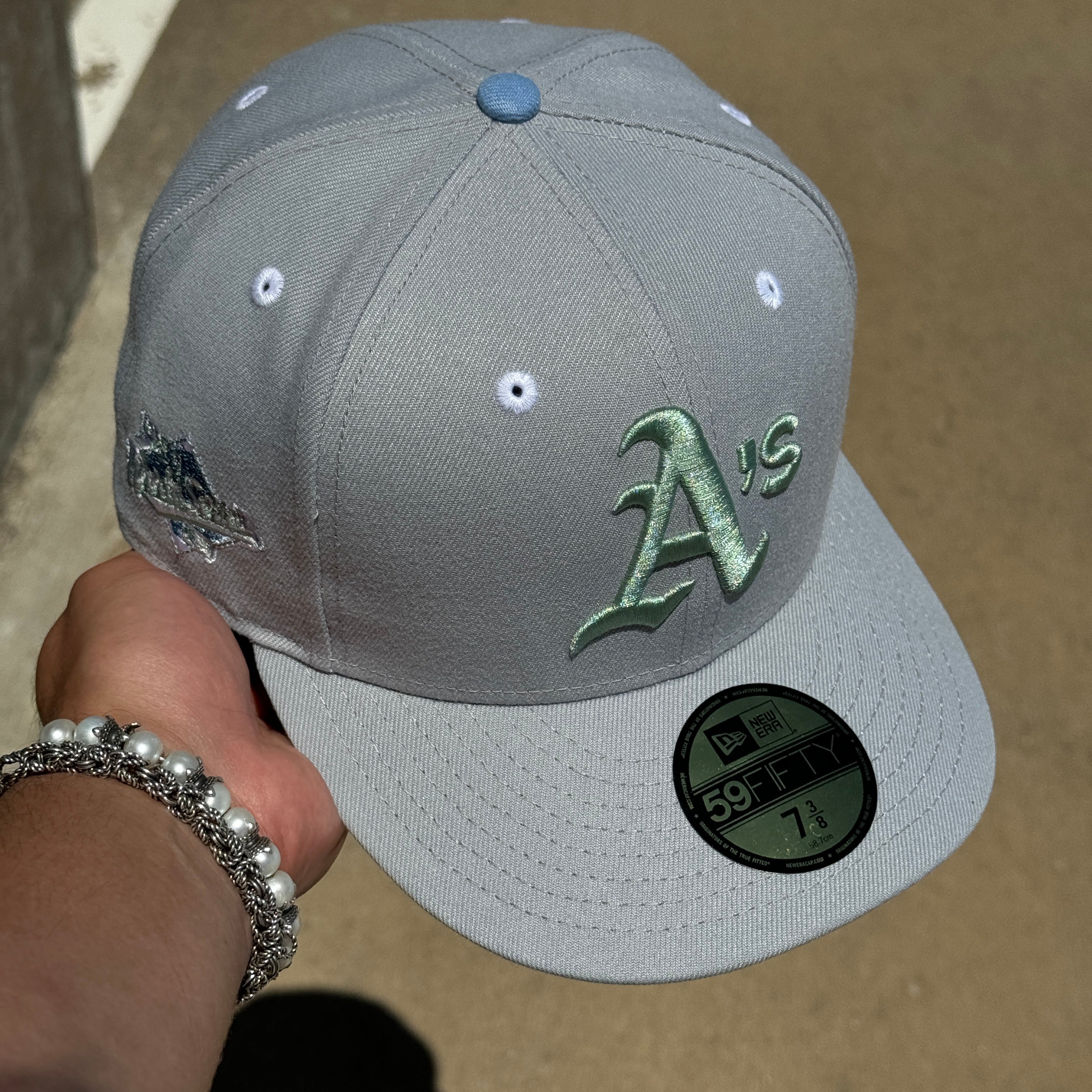 USED 3/8 Gray Oakland Athletics 1989 World Series 59FIFTY New Era Fitted Hat