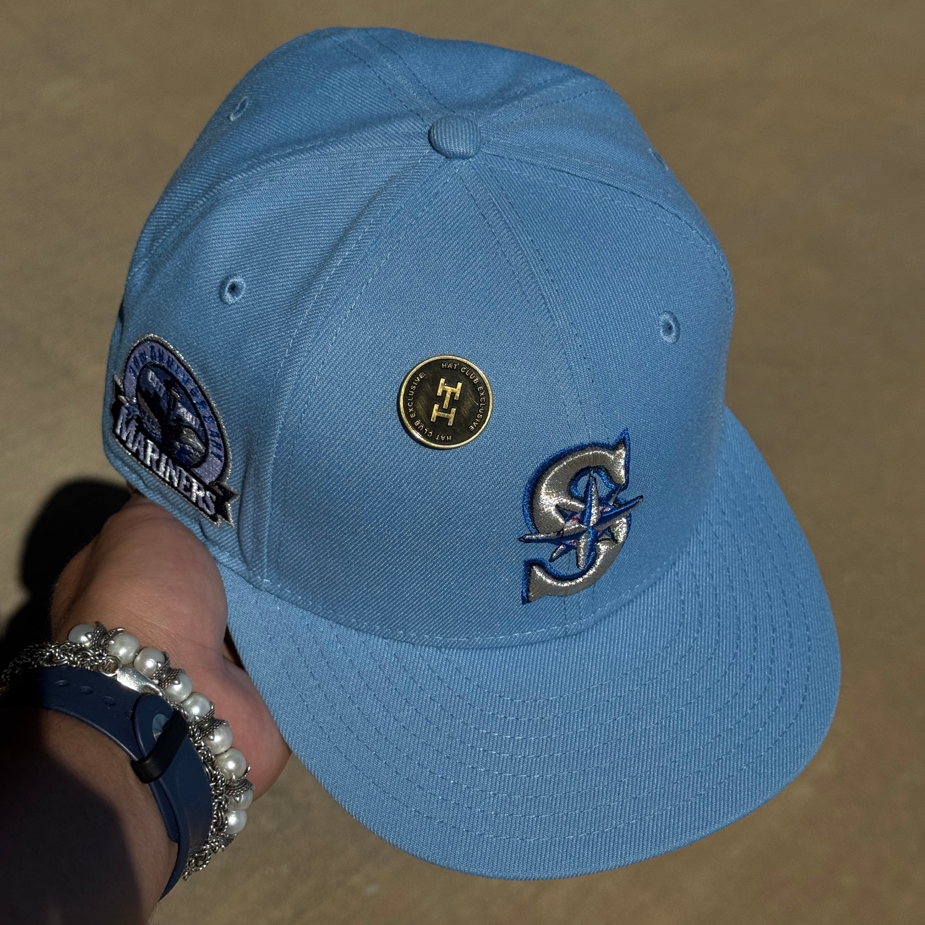 USED 5/8 Blue Seattle Mariners 30th Anniversary 59fifty New Era Fitted Hat Cap