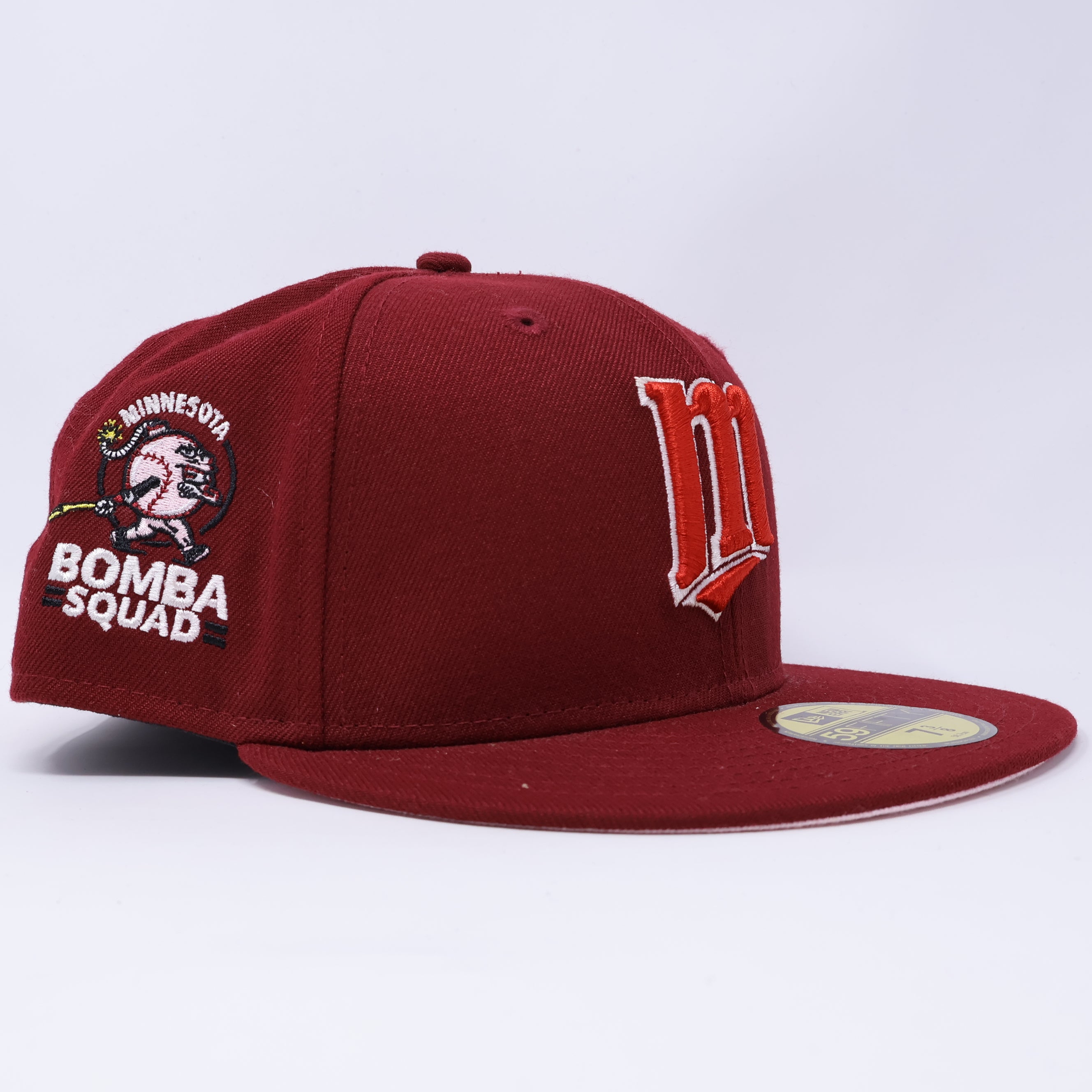 NEW 3/8 Maroon Minnesota Twins Bomba Squad 59fifty New Era Fitted Hat Cap