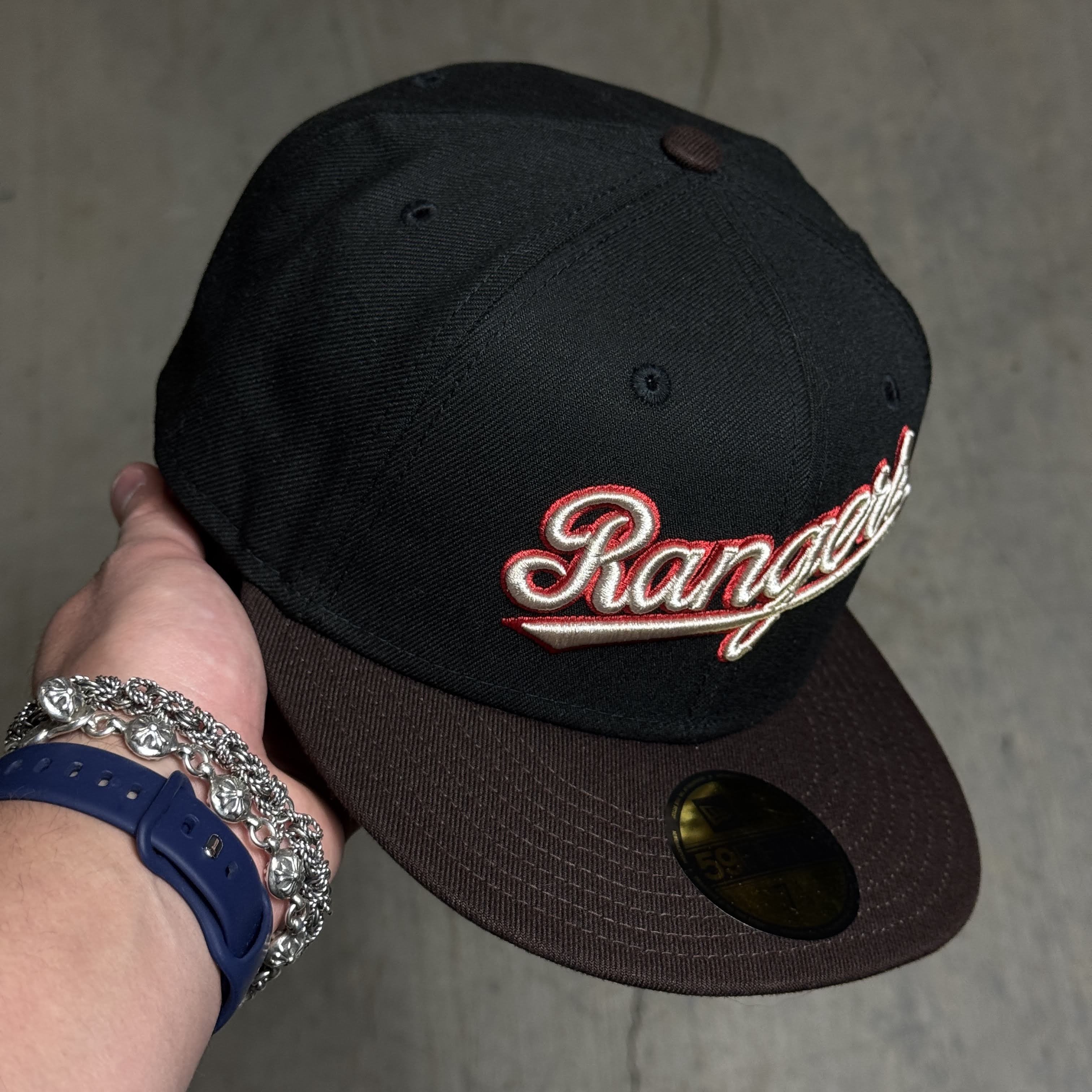 NWT 1/4 Black Dallas Texas Rangers Simple Clean Dope 59fifty New Era Fitted Hat Cap