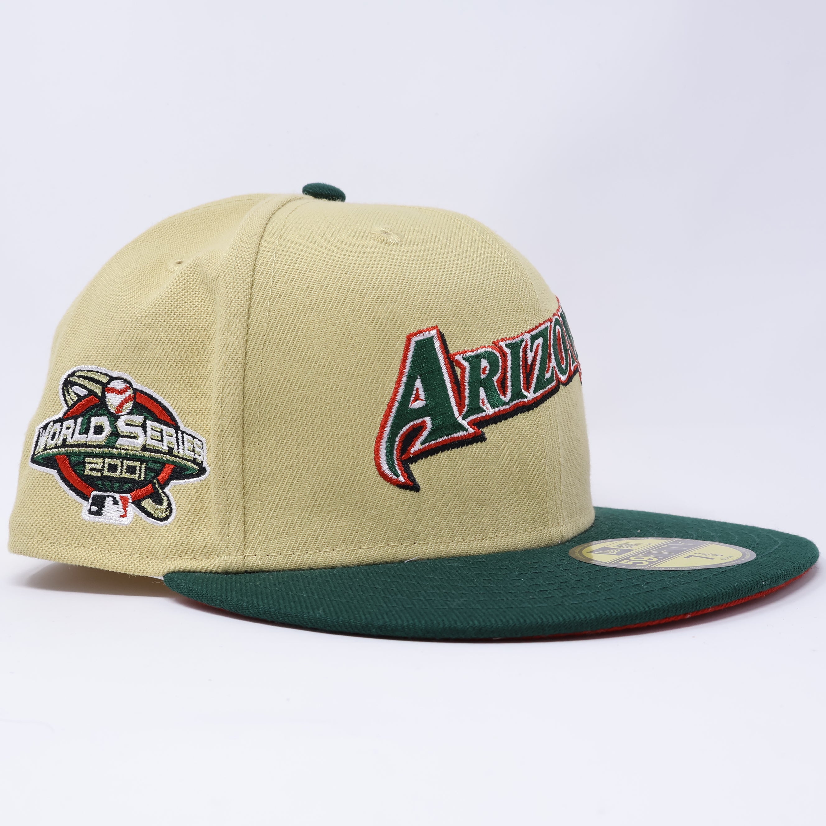 NEW 3/8 Khaki Arizona Diamondbacks 2001 World Series 59fifty New Era Fitted Hat Cap
