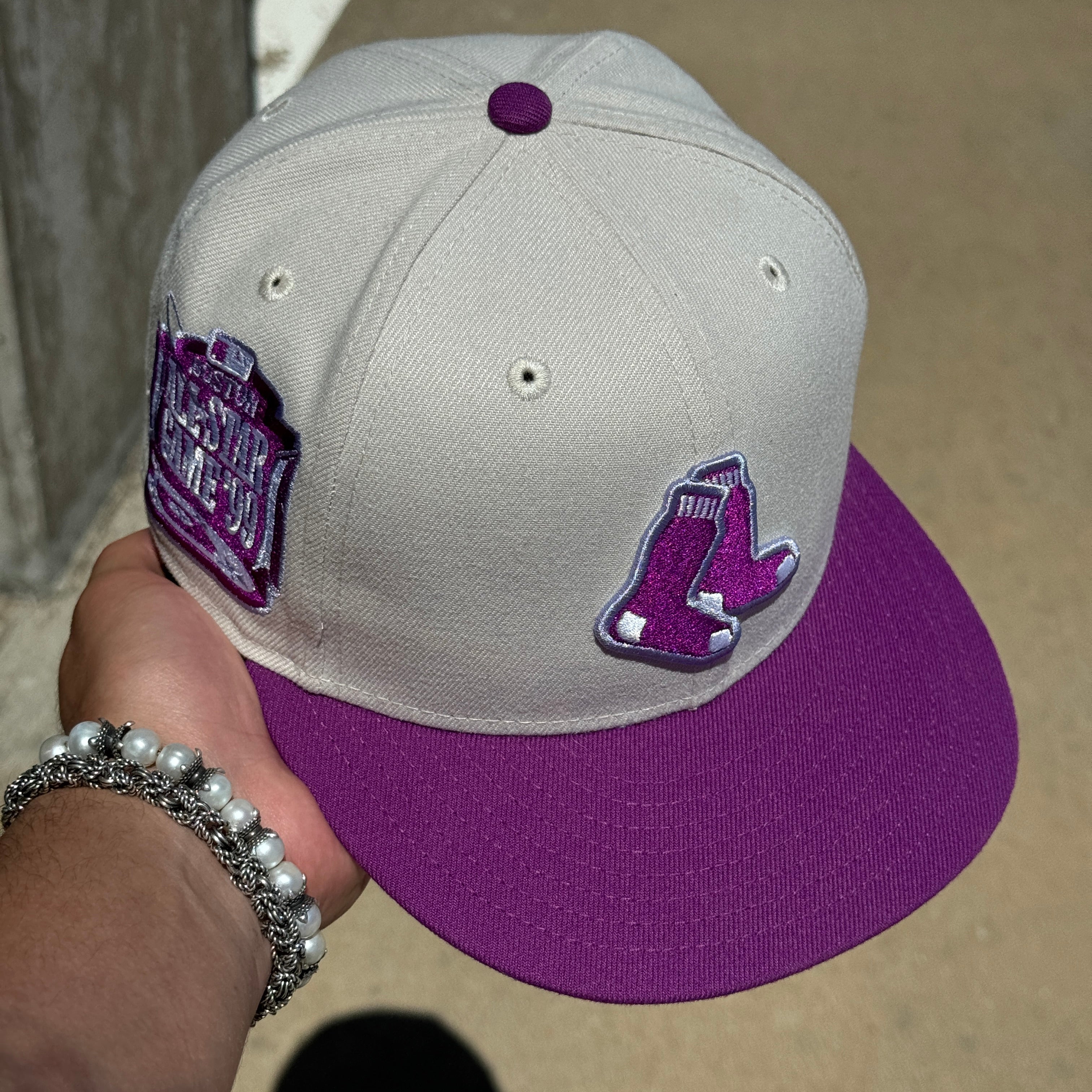 USED 7 Stone Boston Red Sox All Star Game 99 Purple 59FIFTY New Era Fitted Hat