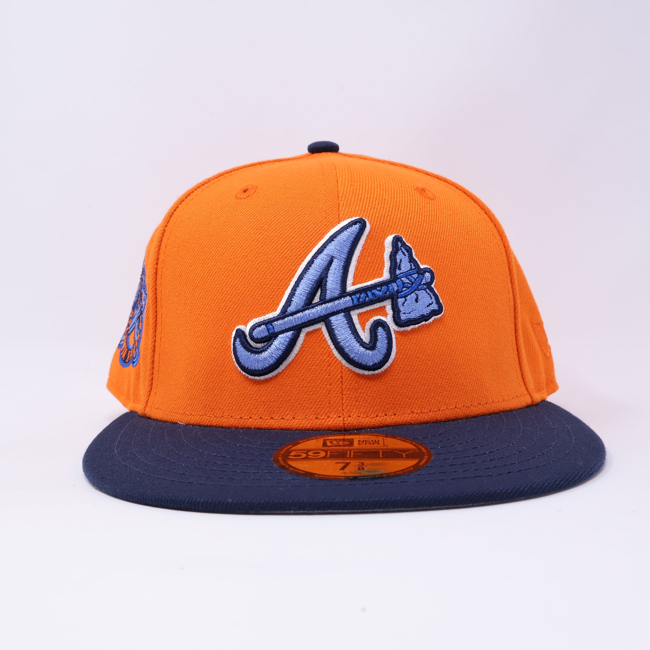 NWT 3/8 Orange Atlanta Braves 1876 Axes Logo 59fifty New Era Fitted Hat Cap