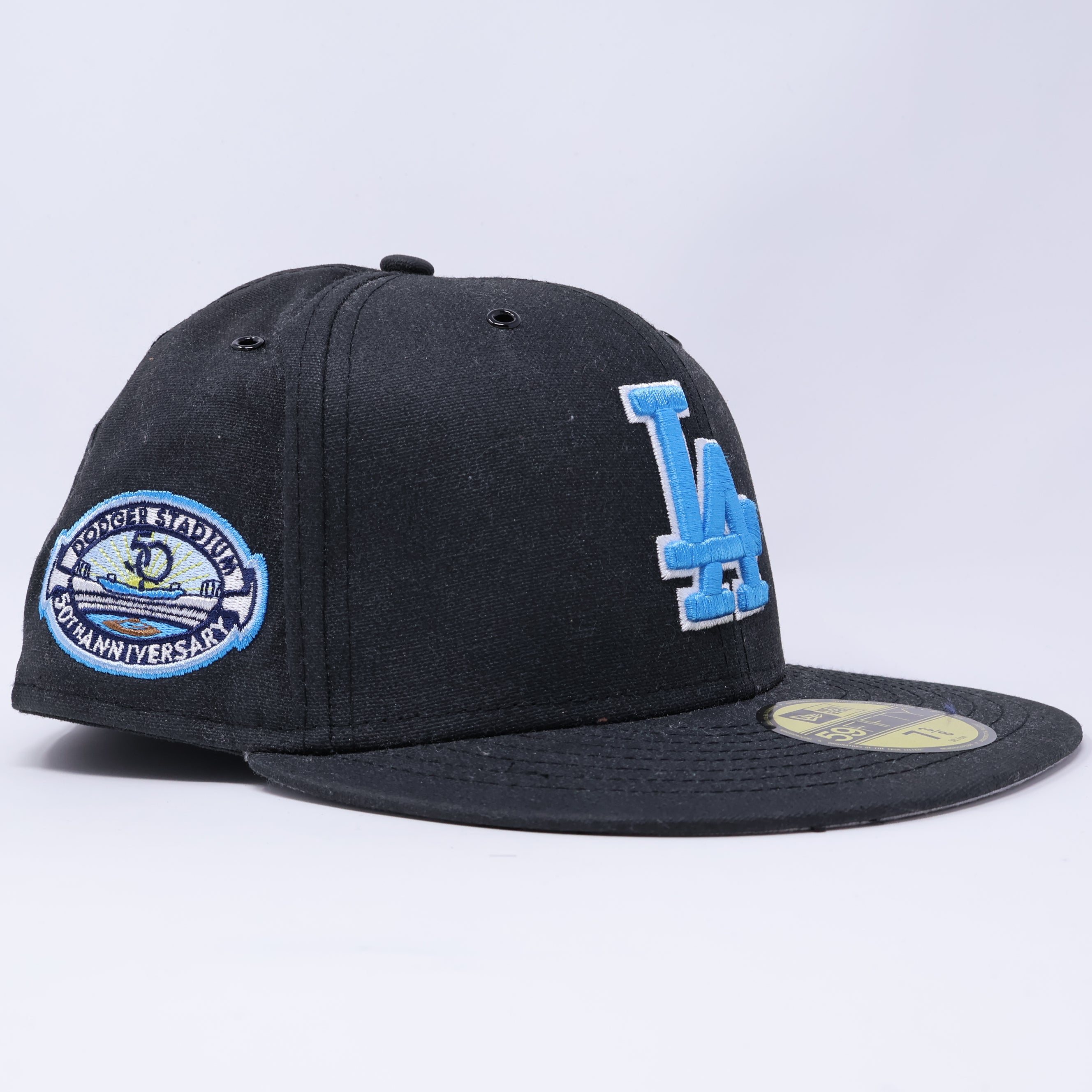 NWT 3/8 Black Los Angeles Dodgers 50th Anniversary 59fifty New Era Fitted Hat Cap